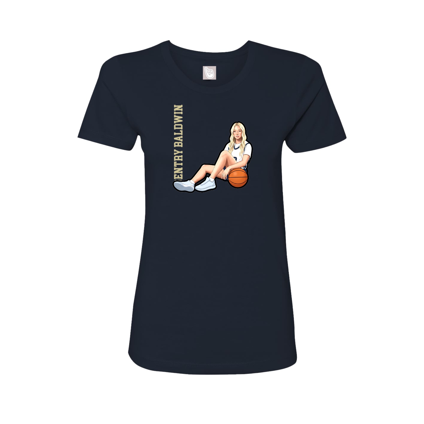 Womens Tee — Name Vertical in Navy