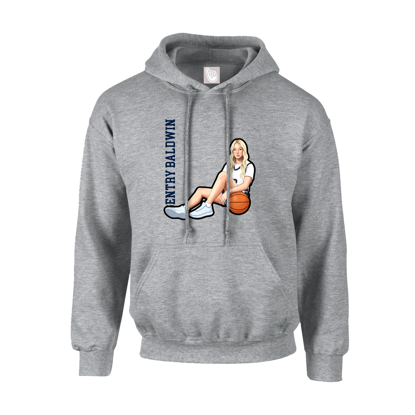Hoodie — Name Vertical in Grey