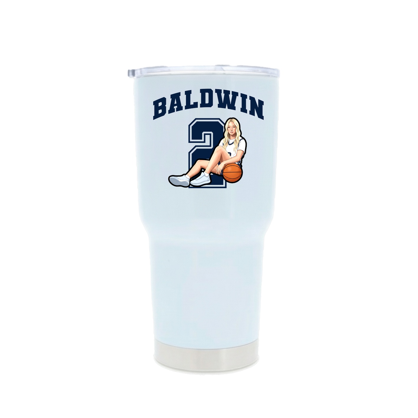 30oz Stainless Steel Tumbler — Number in White