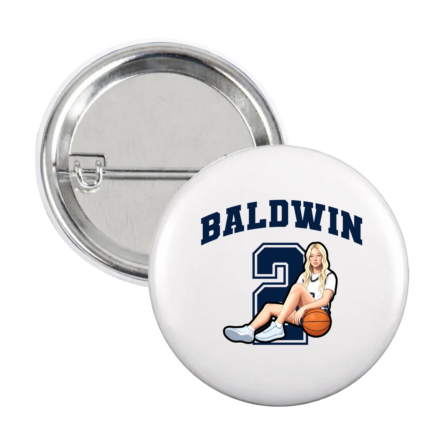 Game Day Button — Number in White