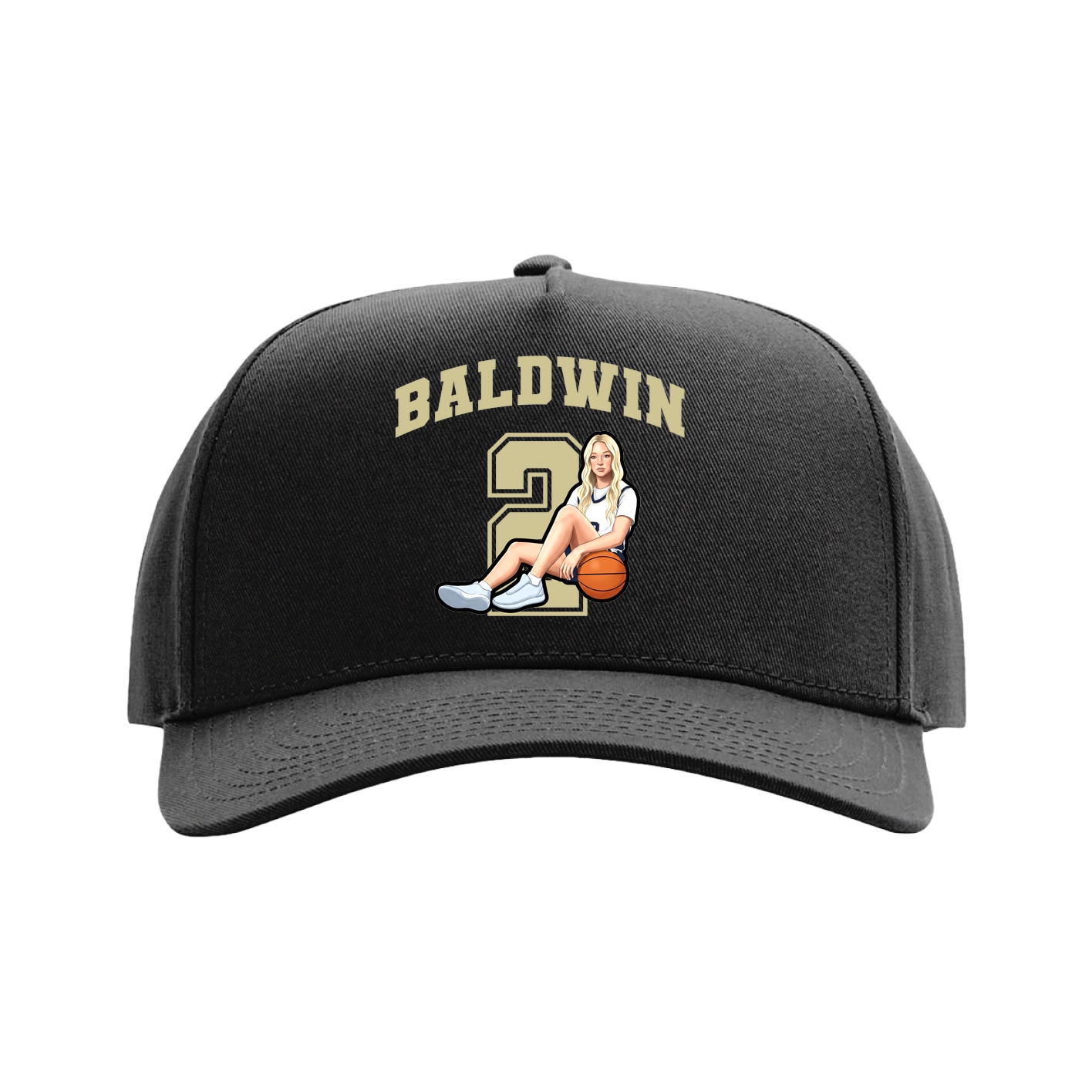 Full Fabric Five-Panel Champ Cap — Number in Black