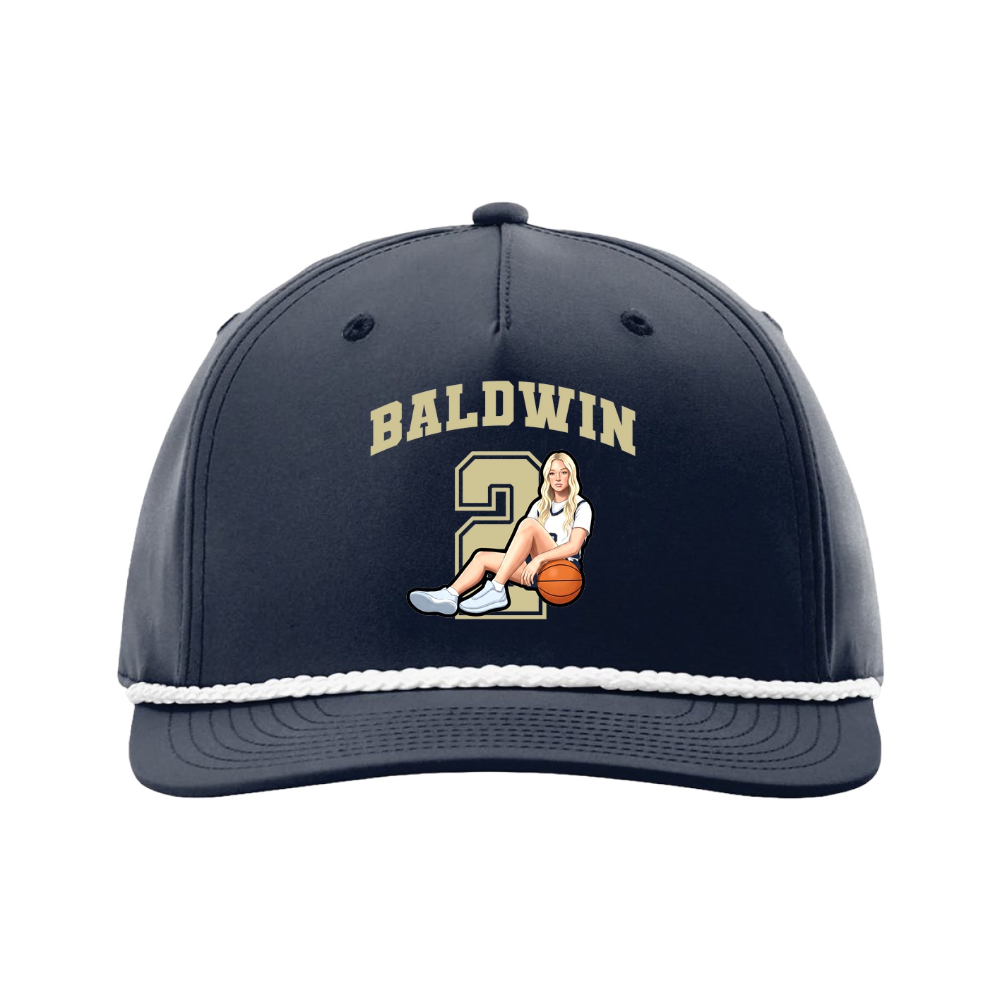 Five-Panel Classic Rope Cap — Number in Navy
