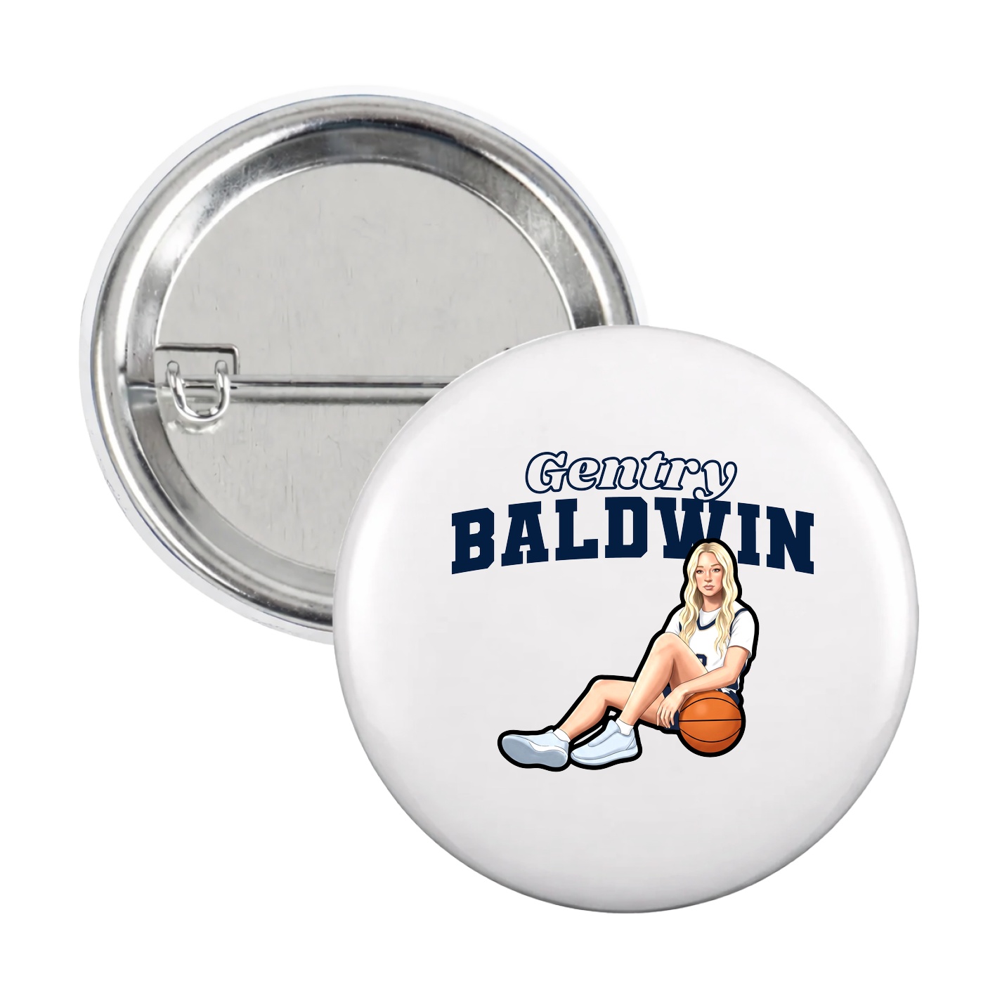 Game Day Button — Name Arch in White