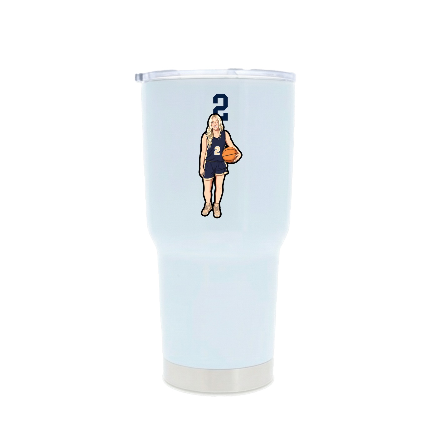 30oz Stainless Steel Tumbler — Number Top in White