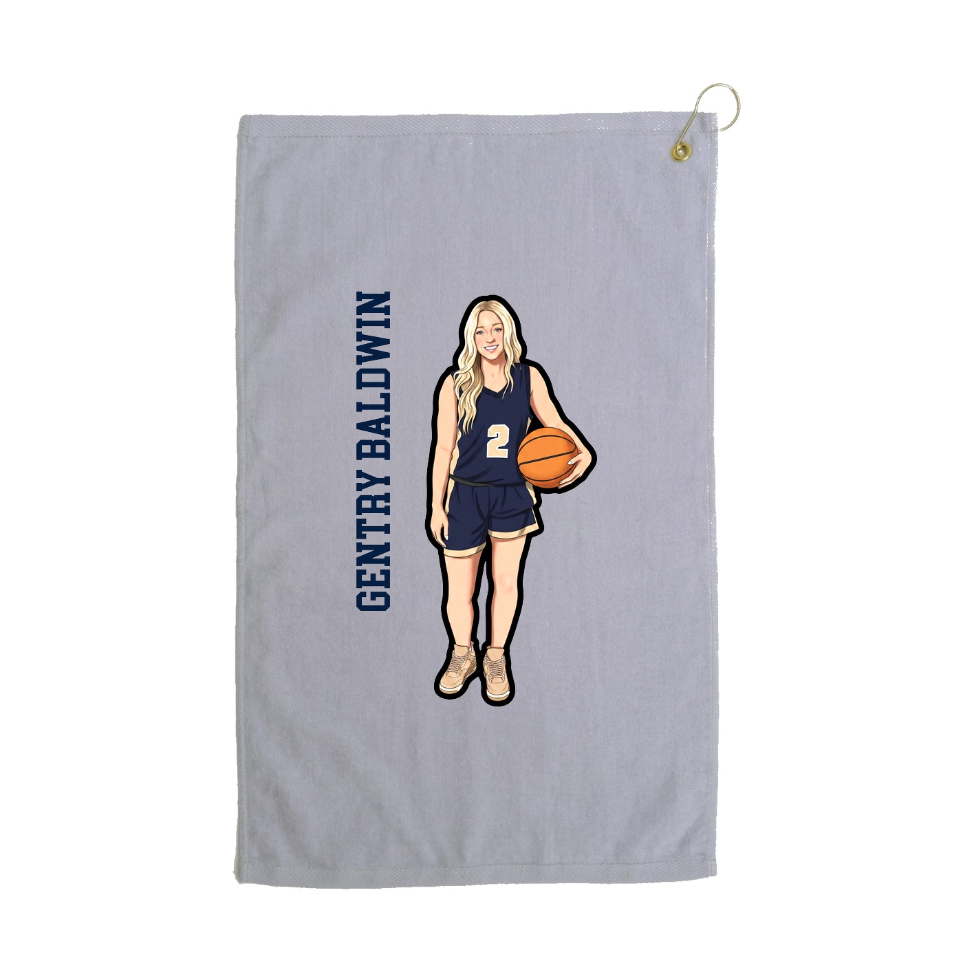 Golf Towel — Name Vertical in Grey