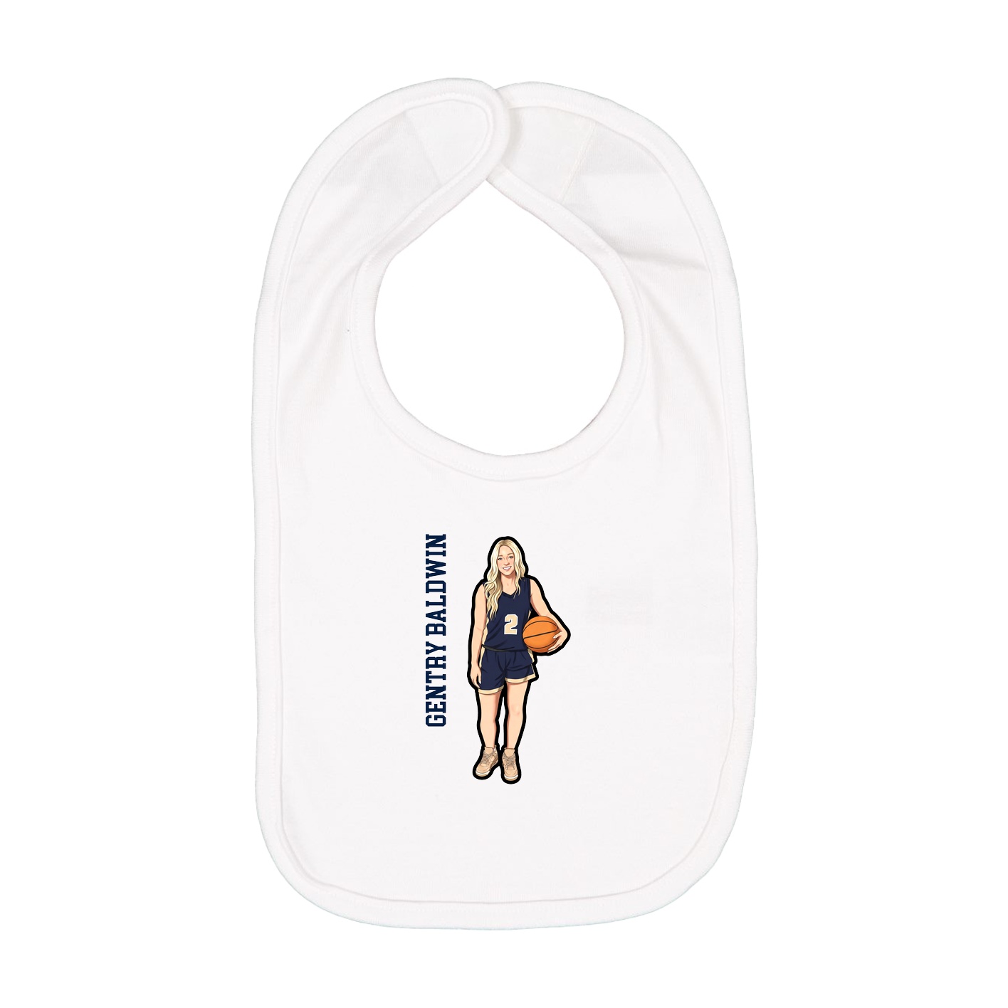 Infant Bib — Name Vertical in White