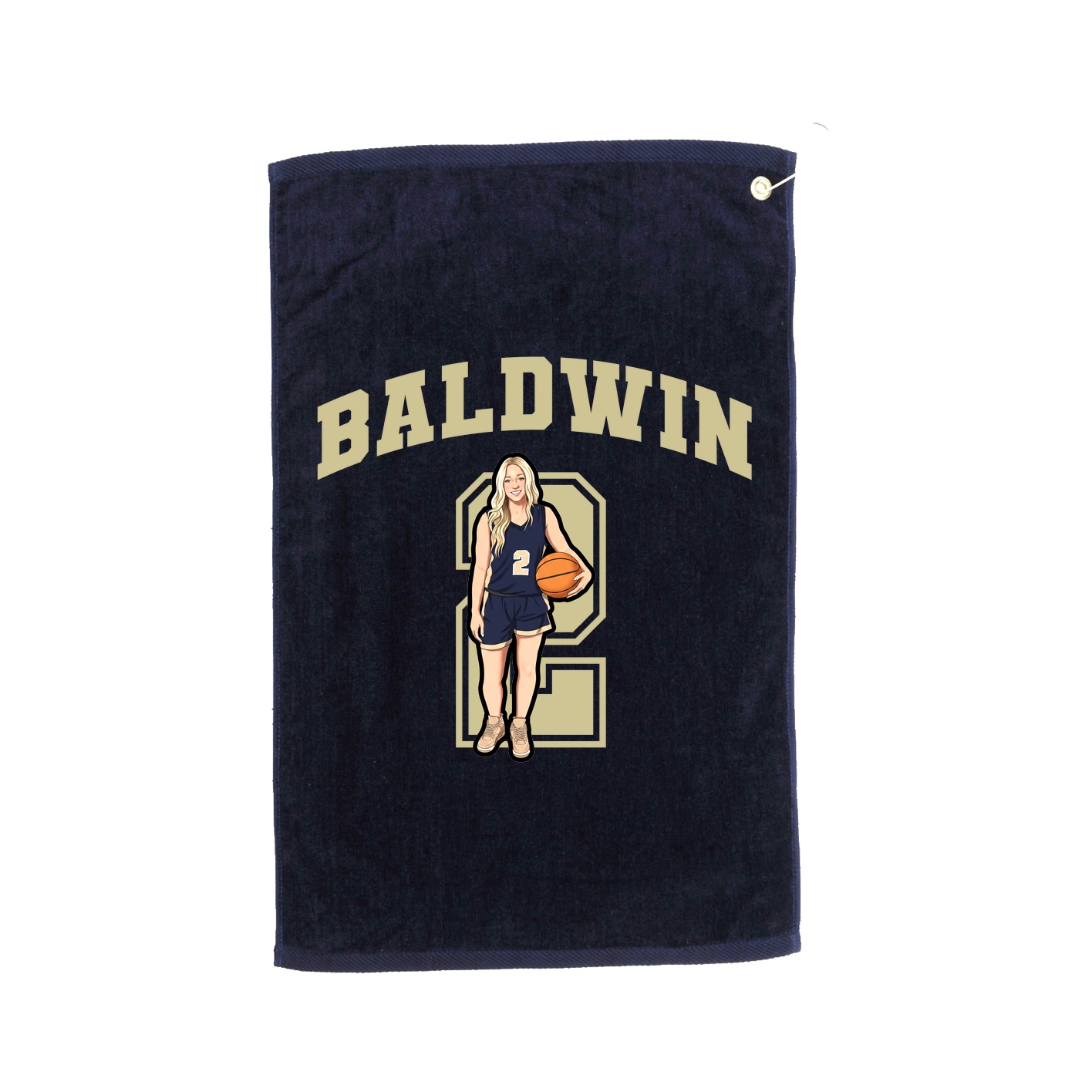 Golf Towel — Number in Navy