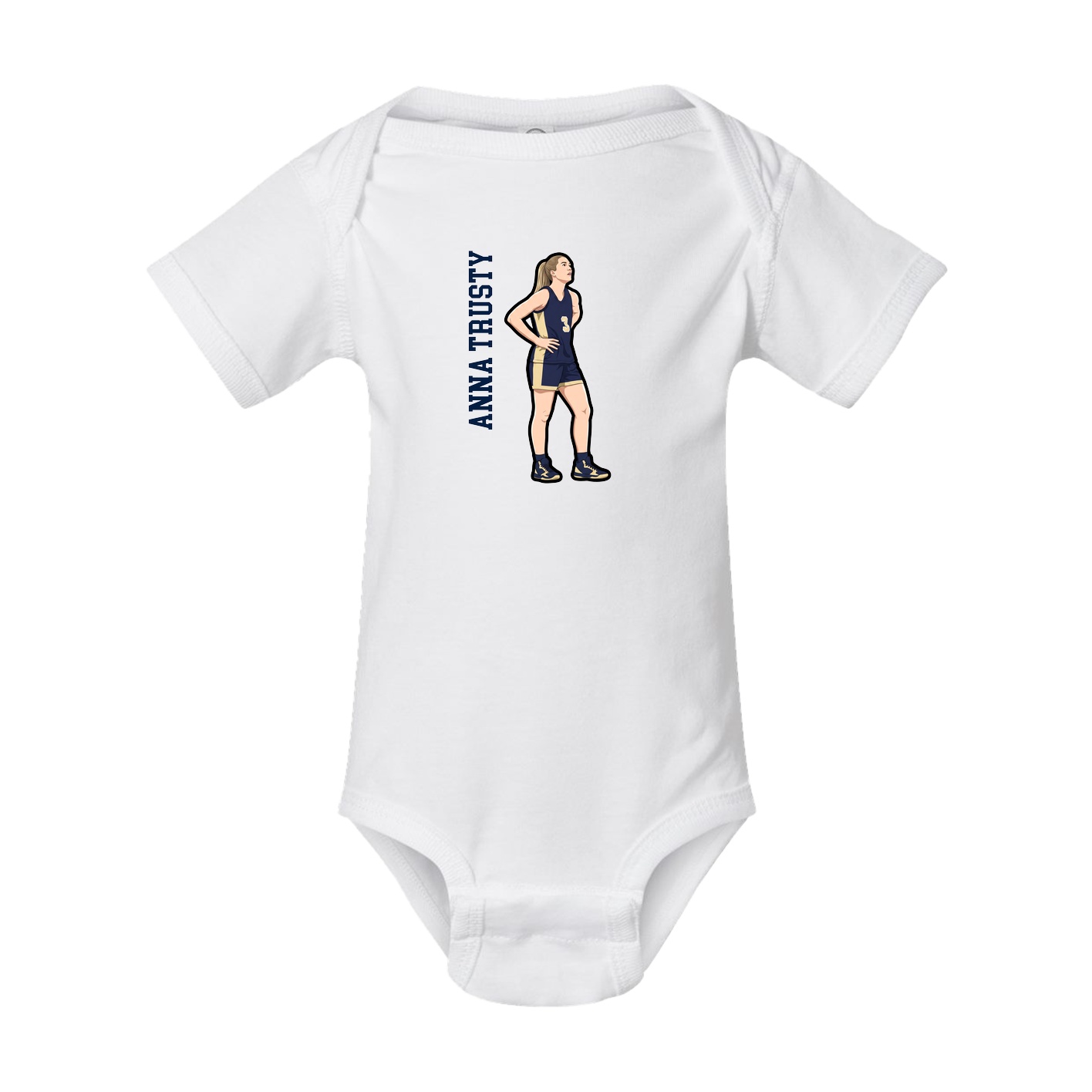 Baby Onesie — Name Vertical in White