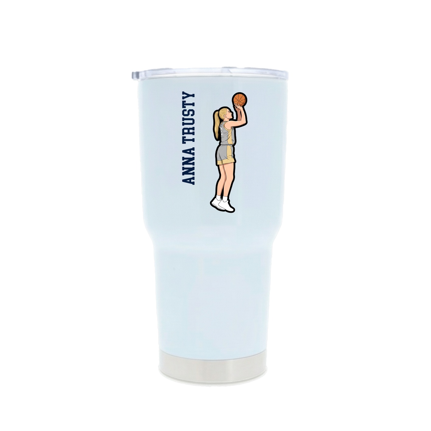 30oz Stainless Steel Tumbler — Name Vertical in White