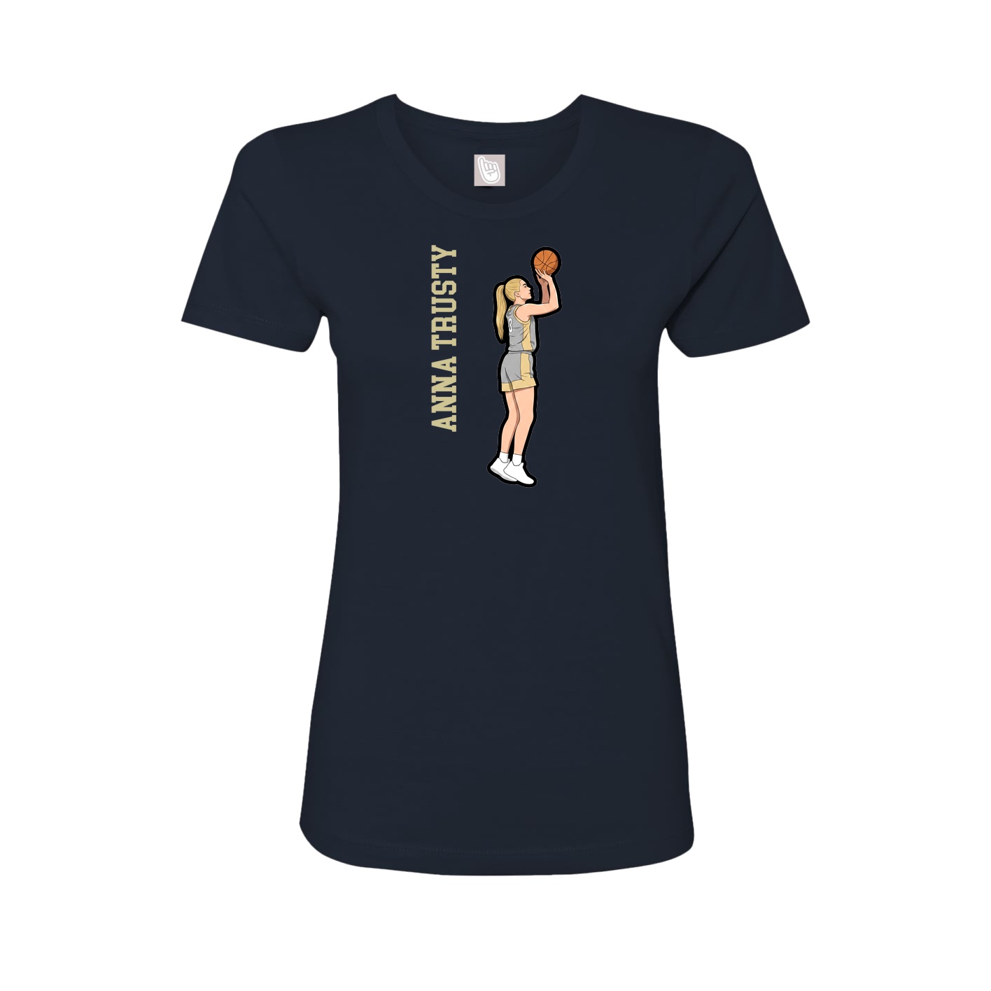 Fitted Women's Tee — Name Vertical in Navy