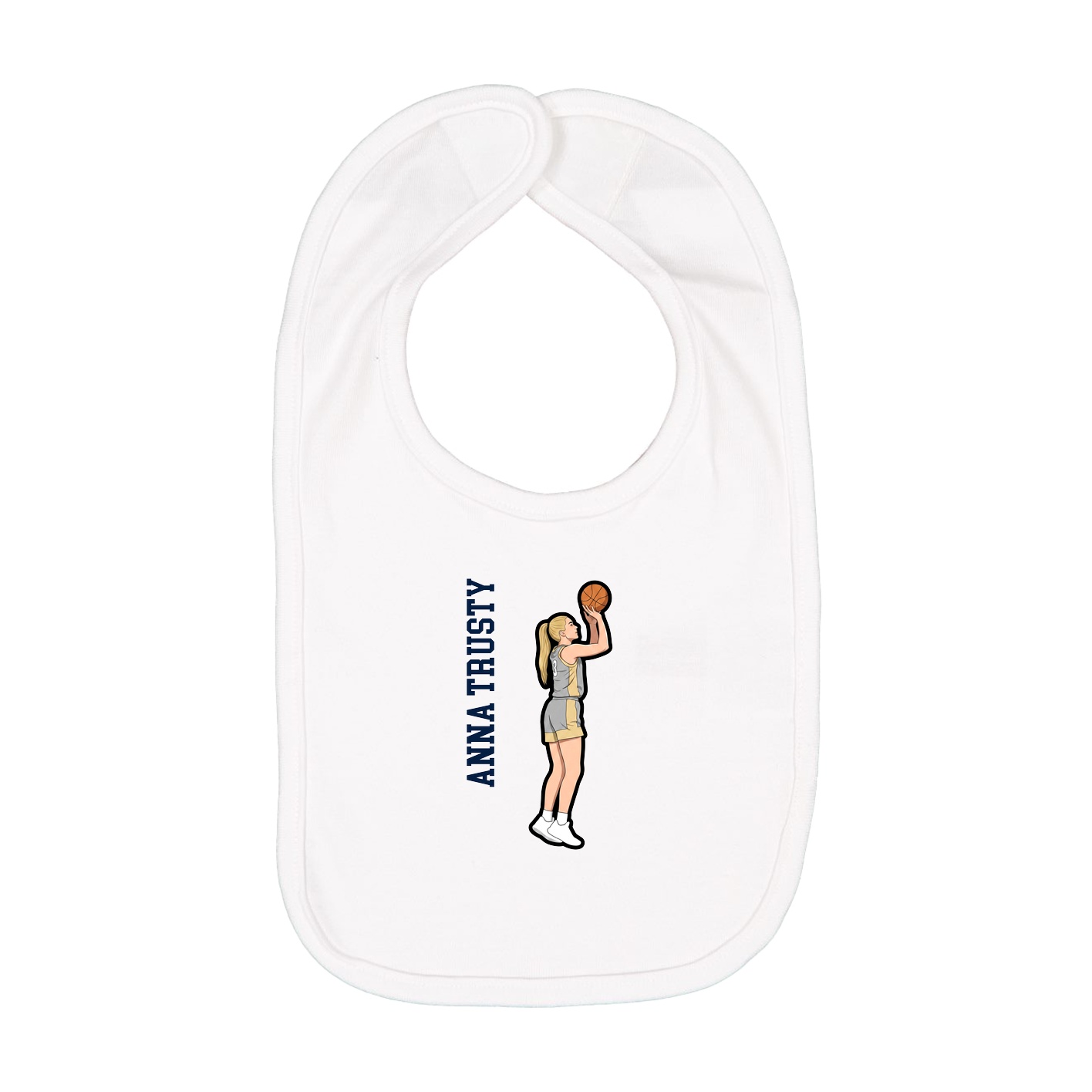 Infant Bib — Name Vertical in White