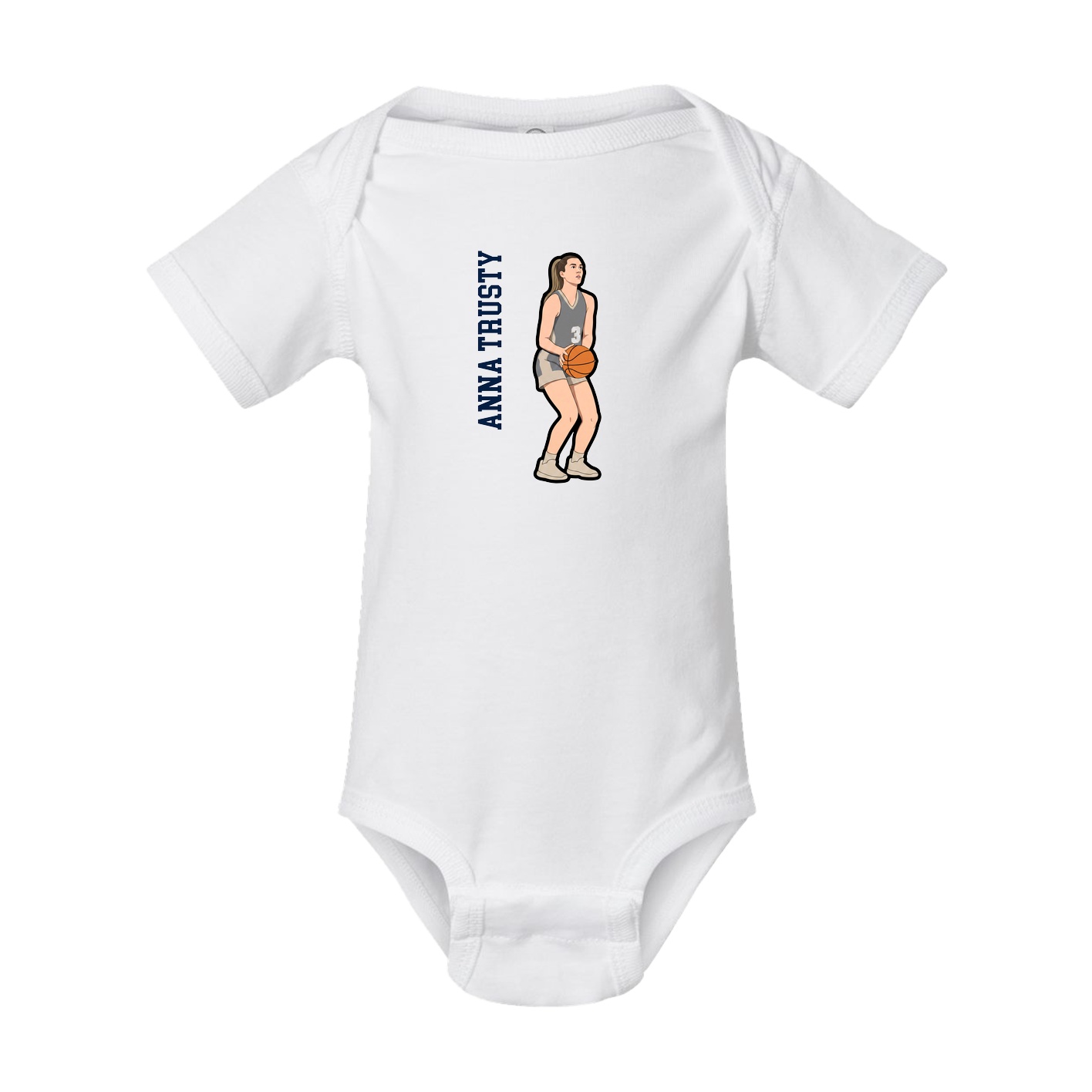 Baby Onesie — Name Vertical in White