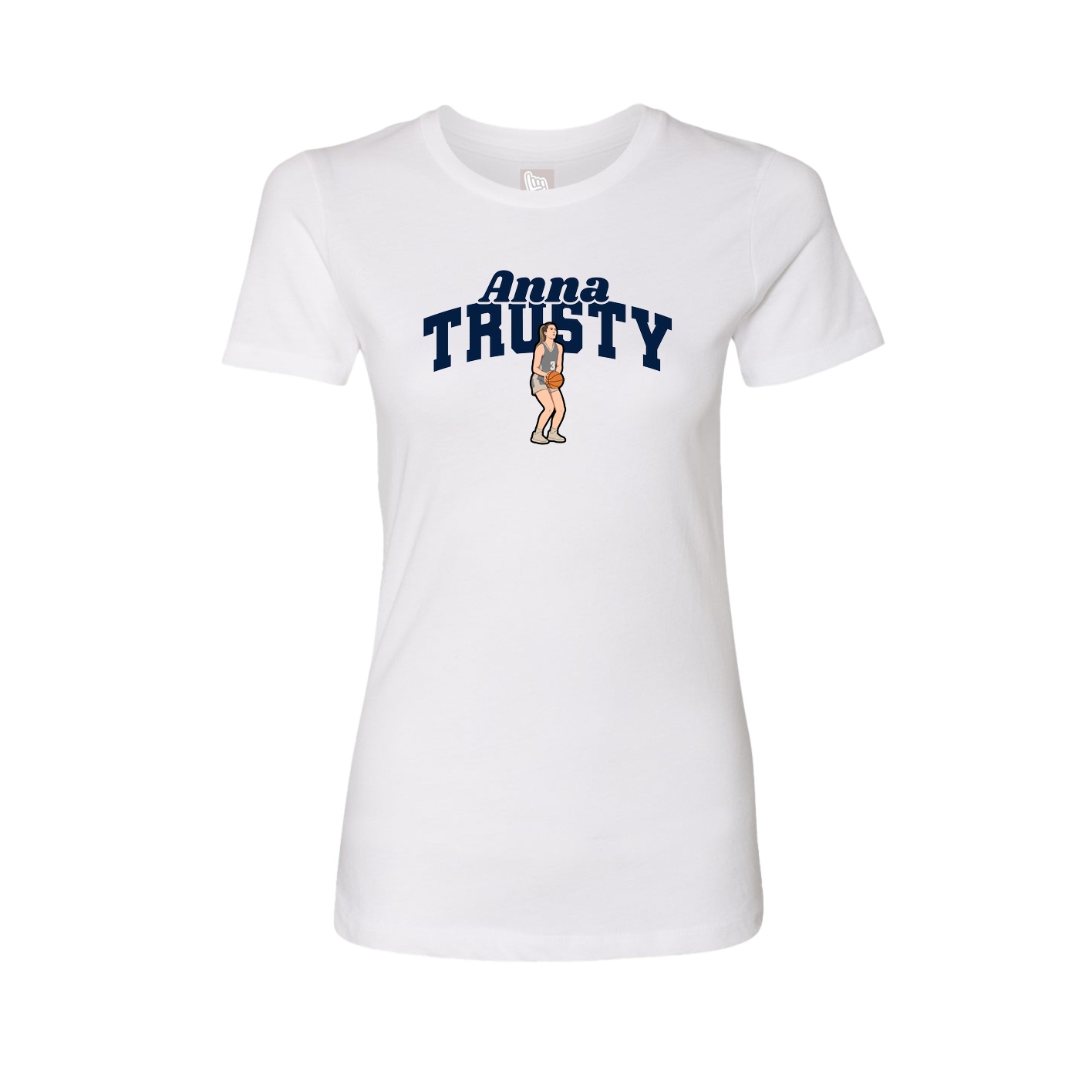Fitted Women's Tee — Signature Arch in White