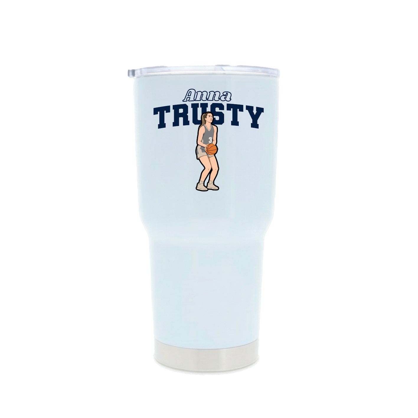 30oz Stainless Steel Tumbler — Name Arch in White