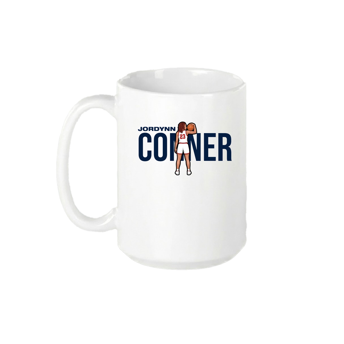 15oz Coffee Mug — Player Name in White