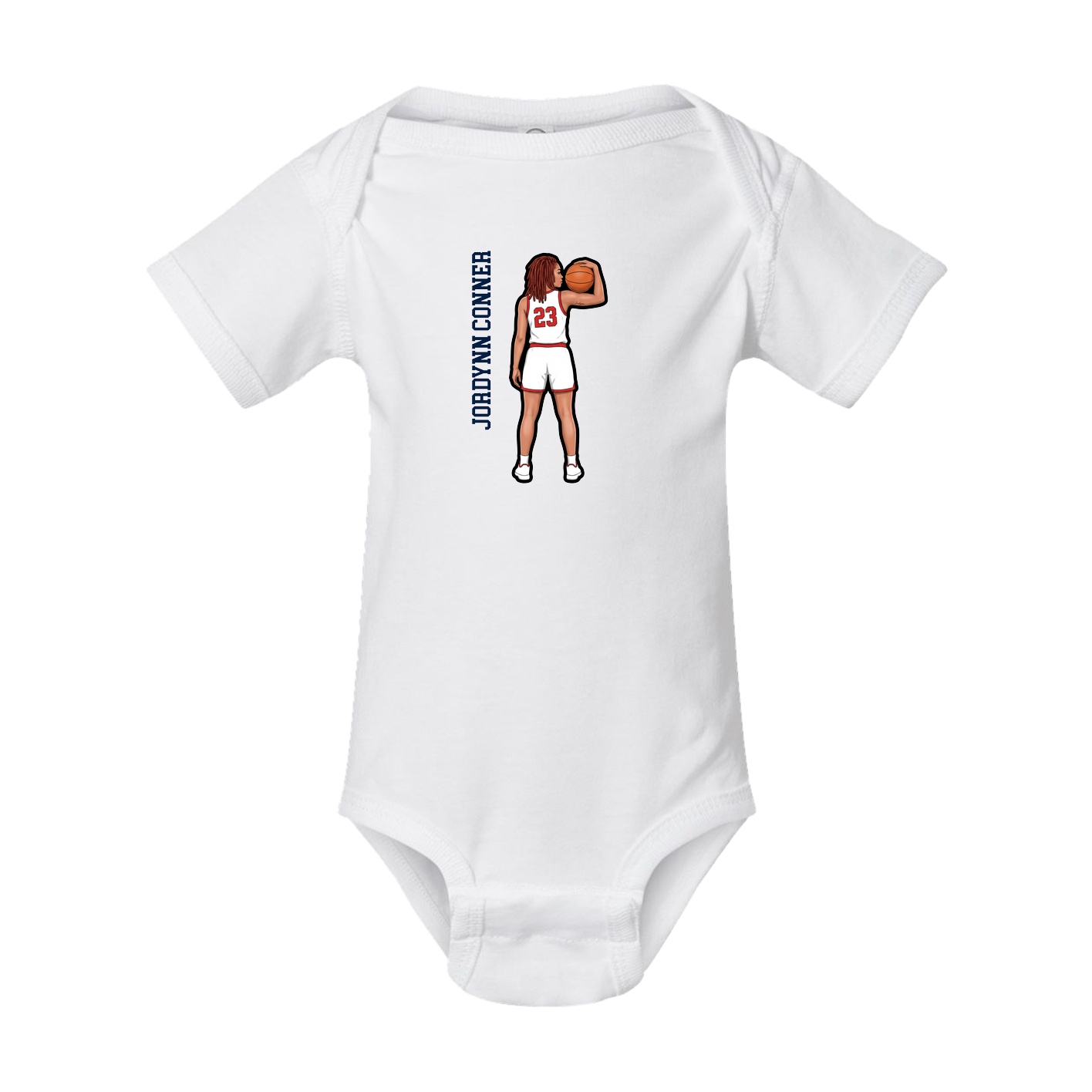 Baby Onesie — Name Vertical in White