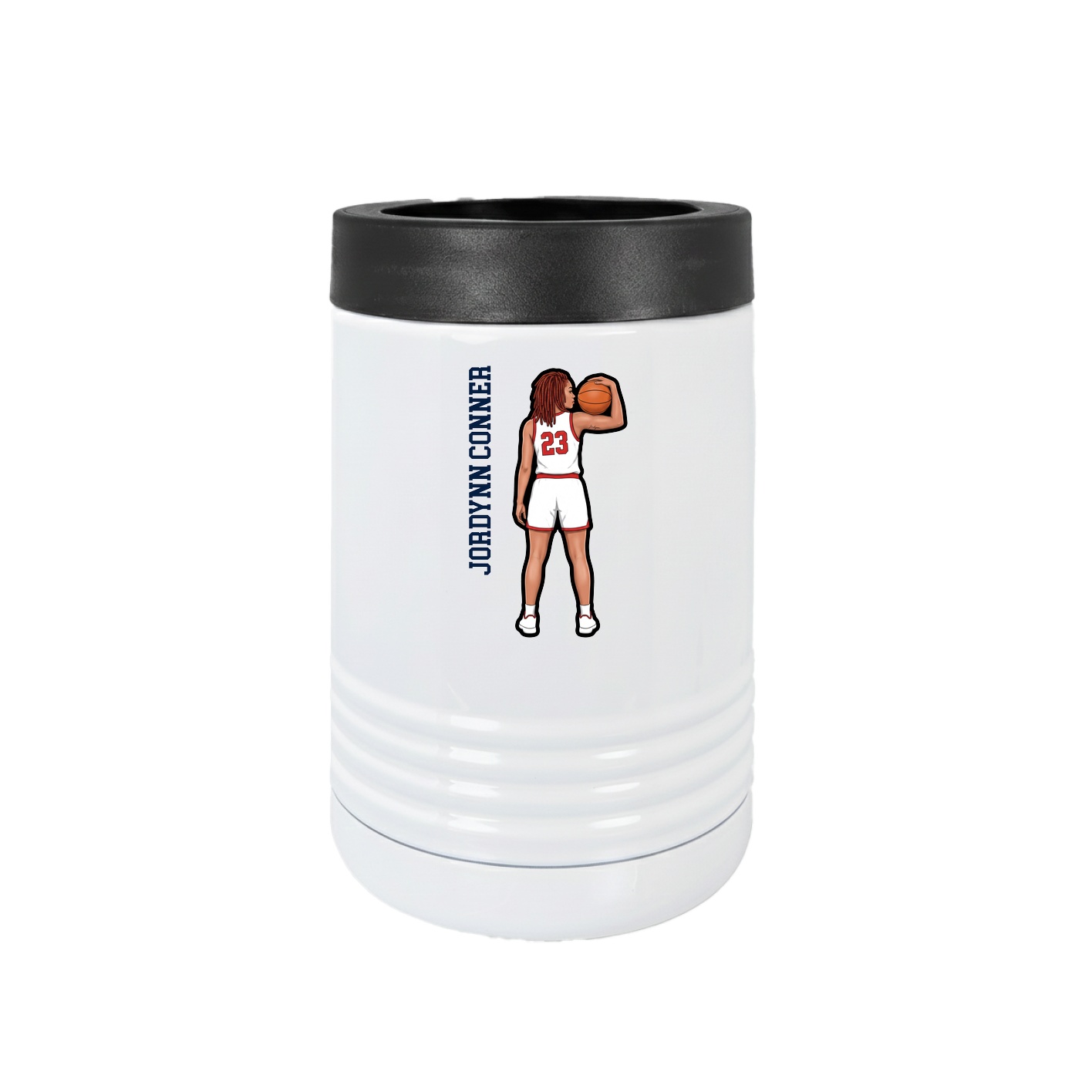 Beverage Holder — Name Vertical in White