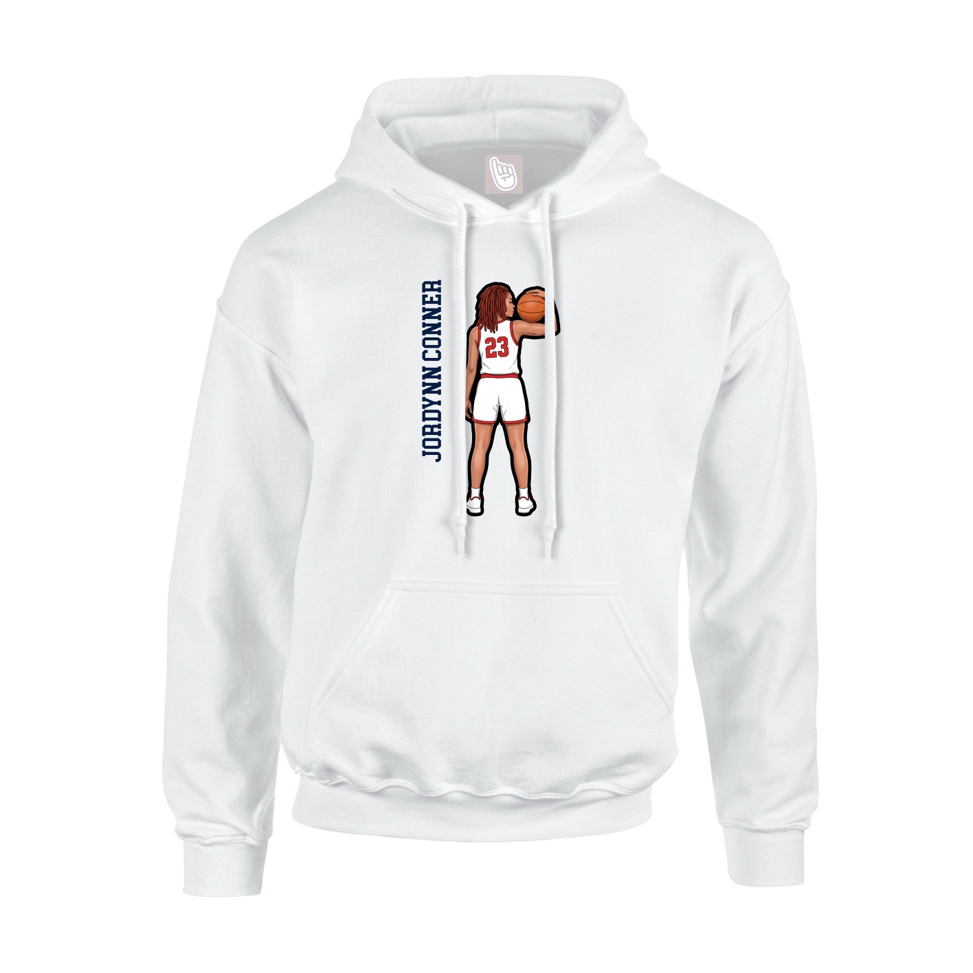 Youth Hoodie — Name Vertical in White