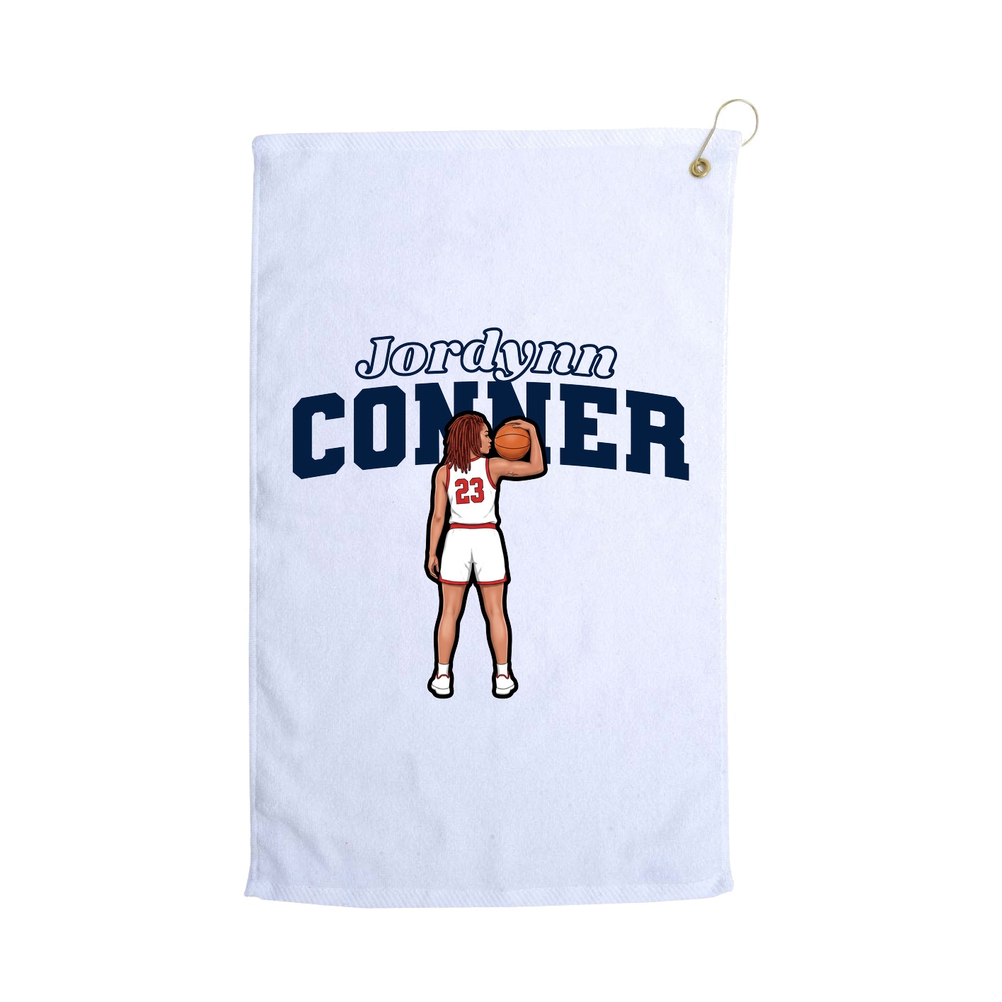 Golf Towel — Name Arch in White
