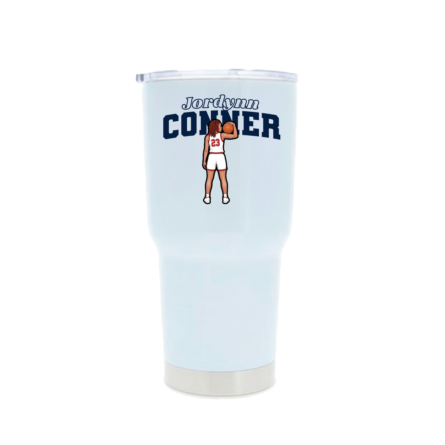 30oz Stainless Steel Tumbler — Name Arch in White