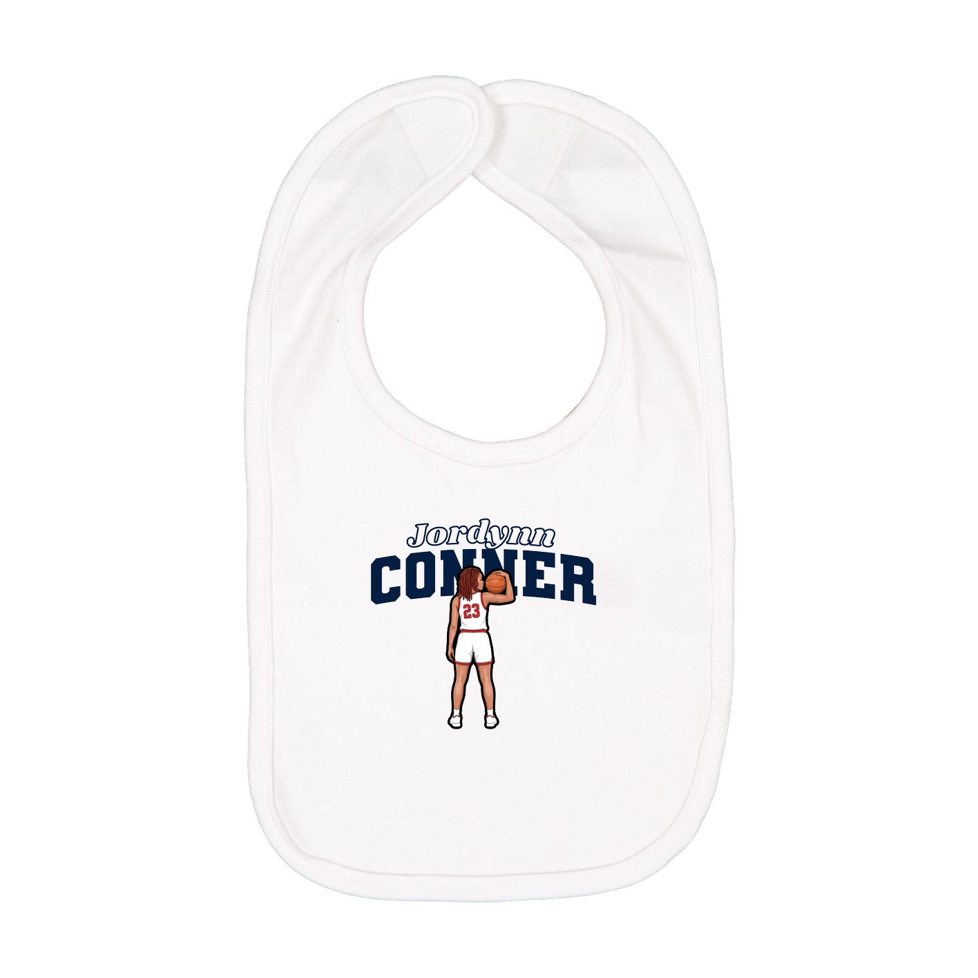Infant Bib — Name Arch in White