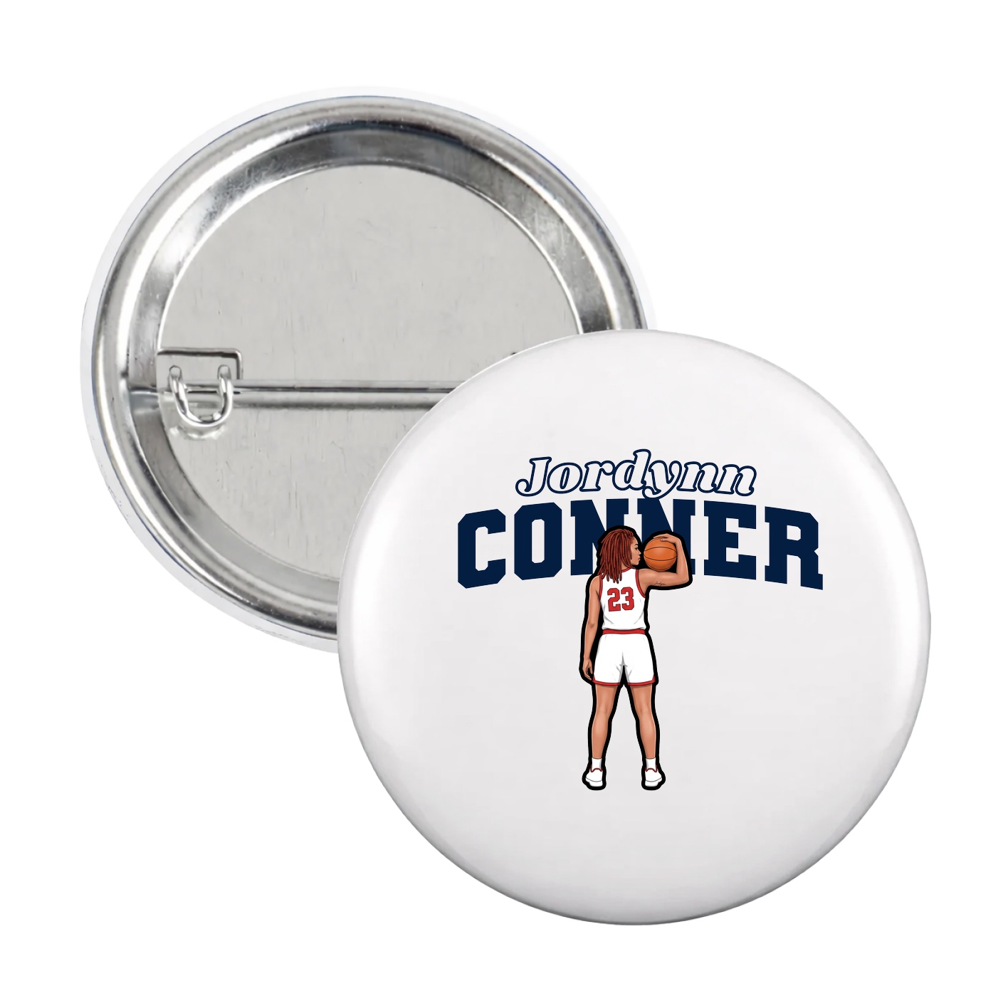 Game Day Button — Name Arch in White