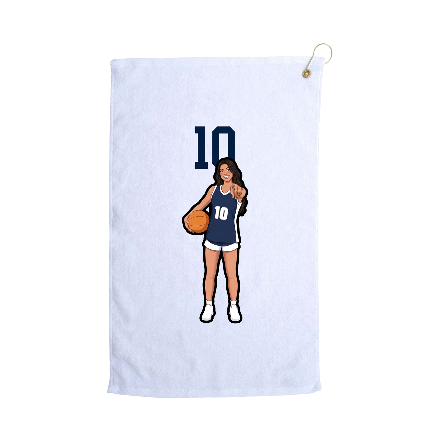 Golf Towel — Number Top in White