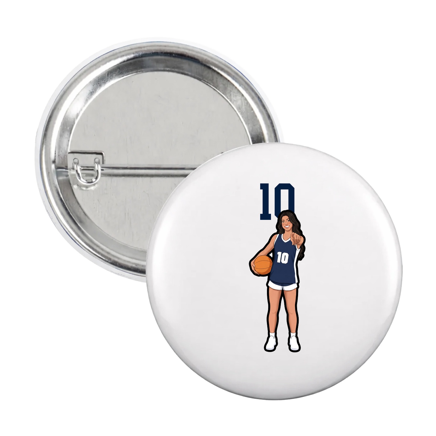 Game Day Button — Number Top in White