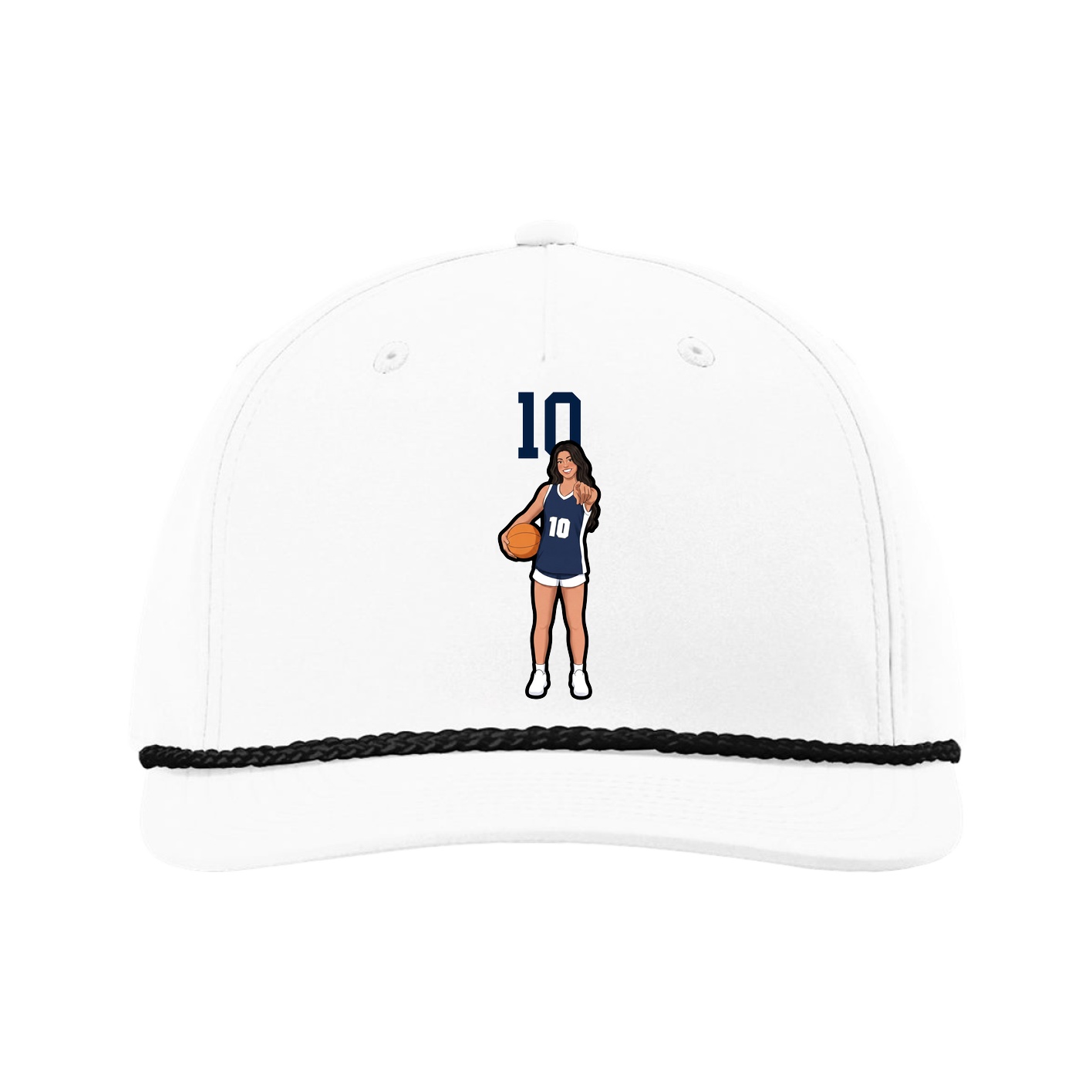 Five-Panel Classic Rope Cap — Number Top in White