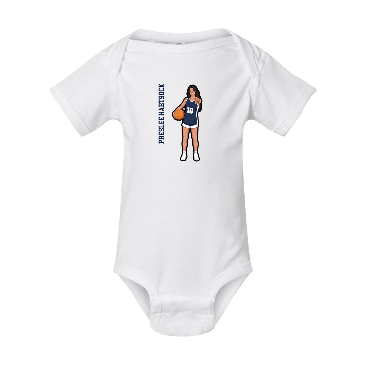 Baby Onesie — Name Vertical in White