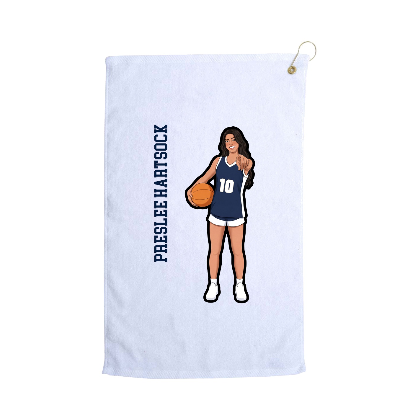 Golf Towel — Name Vertical in White