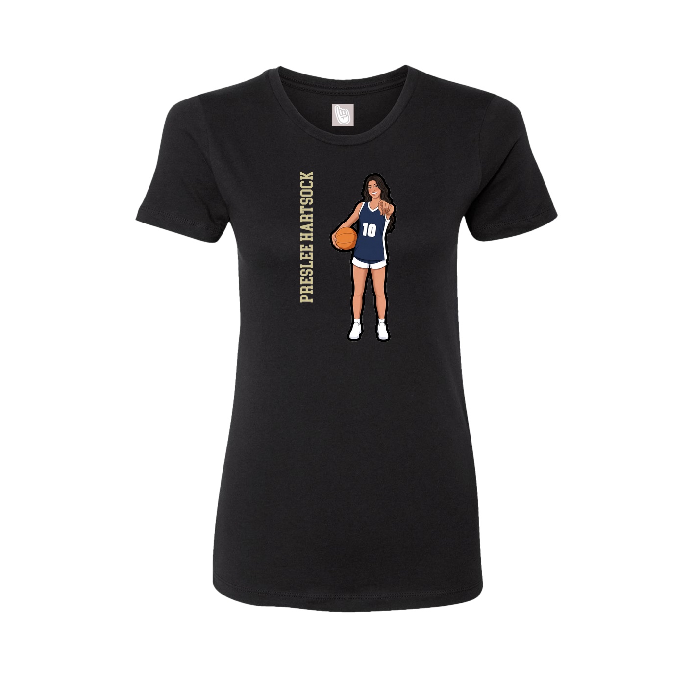 Womens Tee — Name Vertical in Black