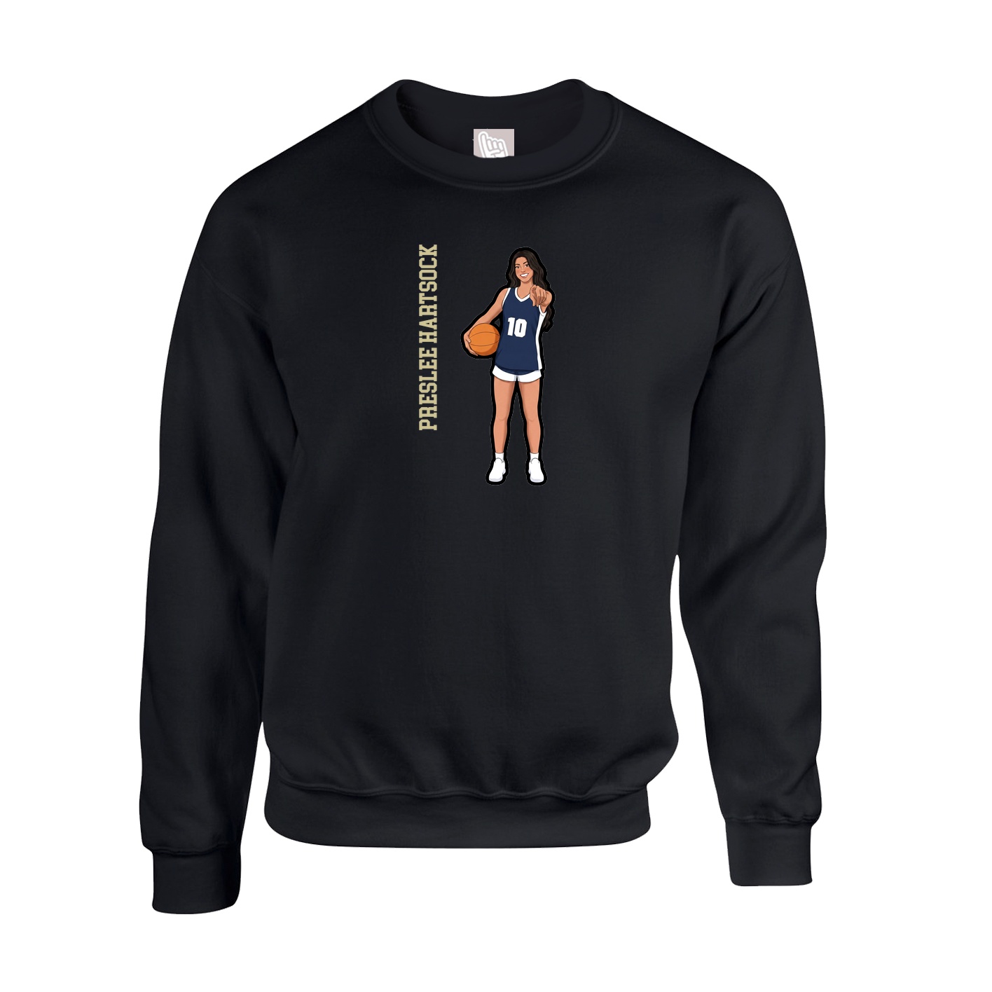 Fleece Crew — Name Vertical in Black