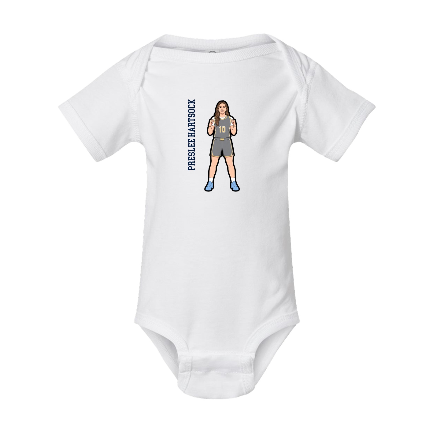 Baby Onesie — Name Vertical in White