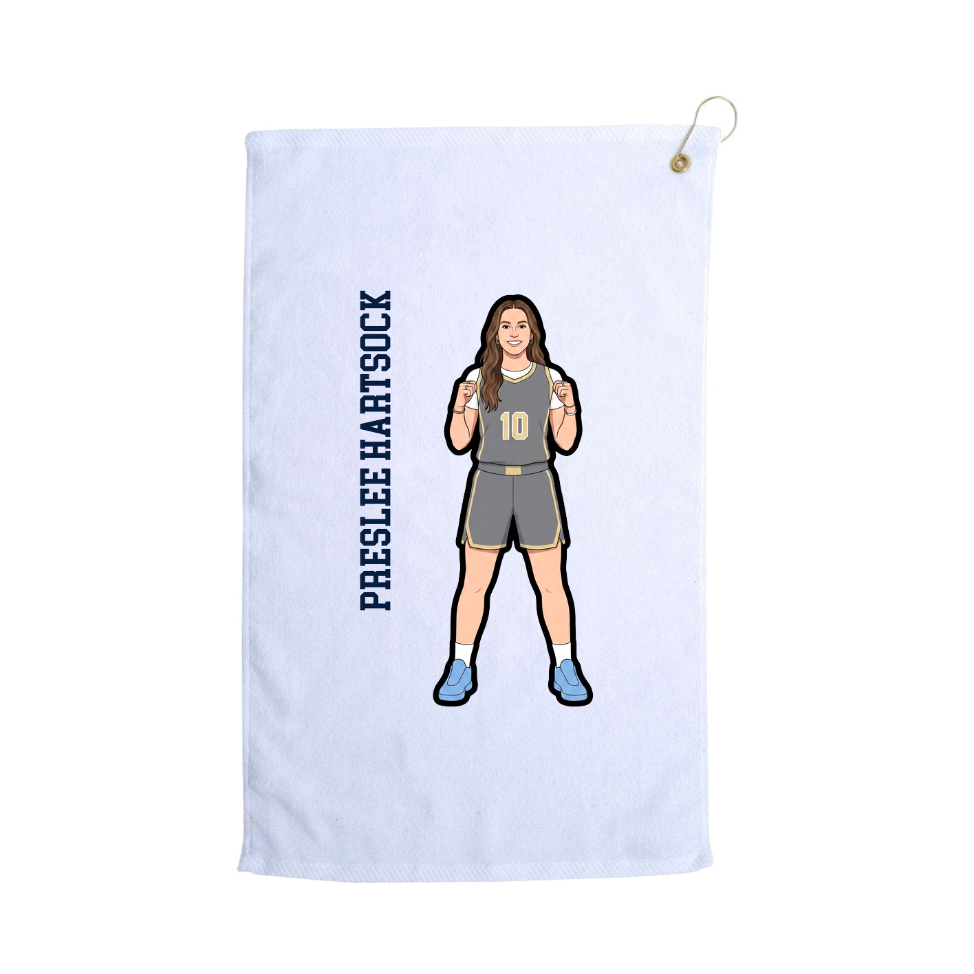 Golf Towel — Name Vertical in White