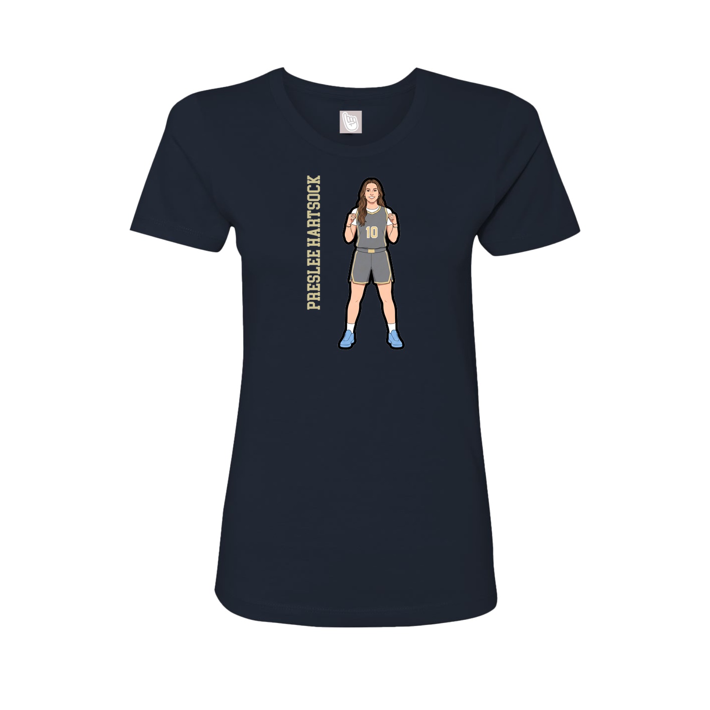 Fitted Women's Tee — Name Vertical in Navy
