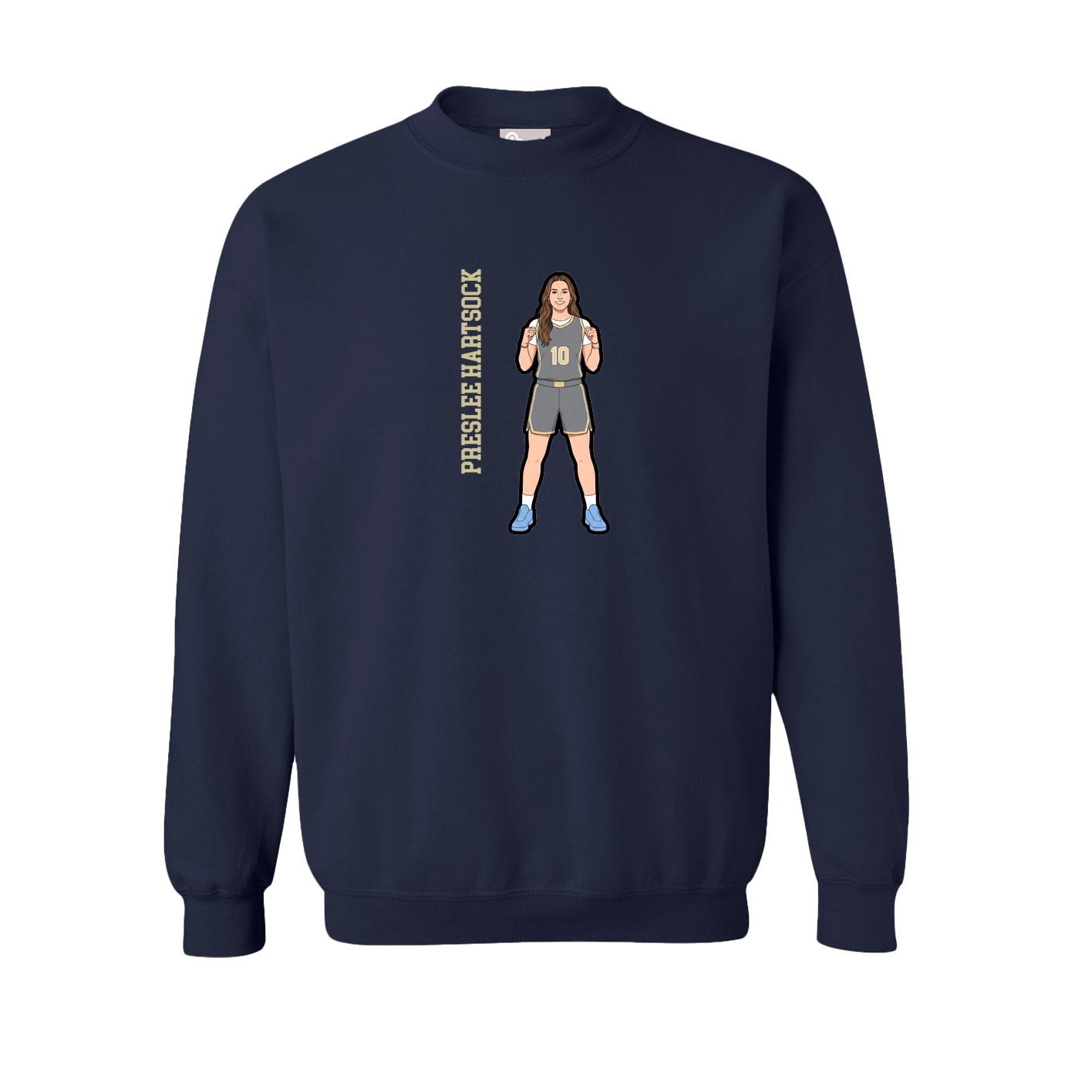 Fleece Crew — Name Vertical in Navy