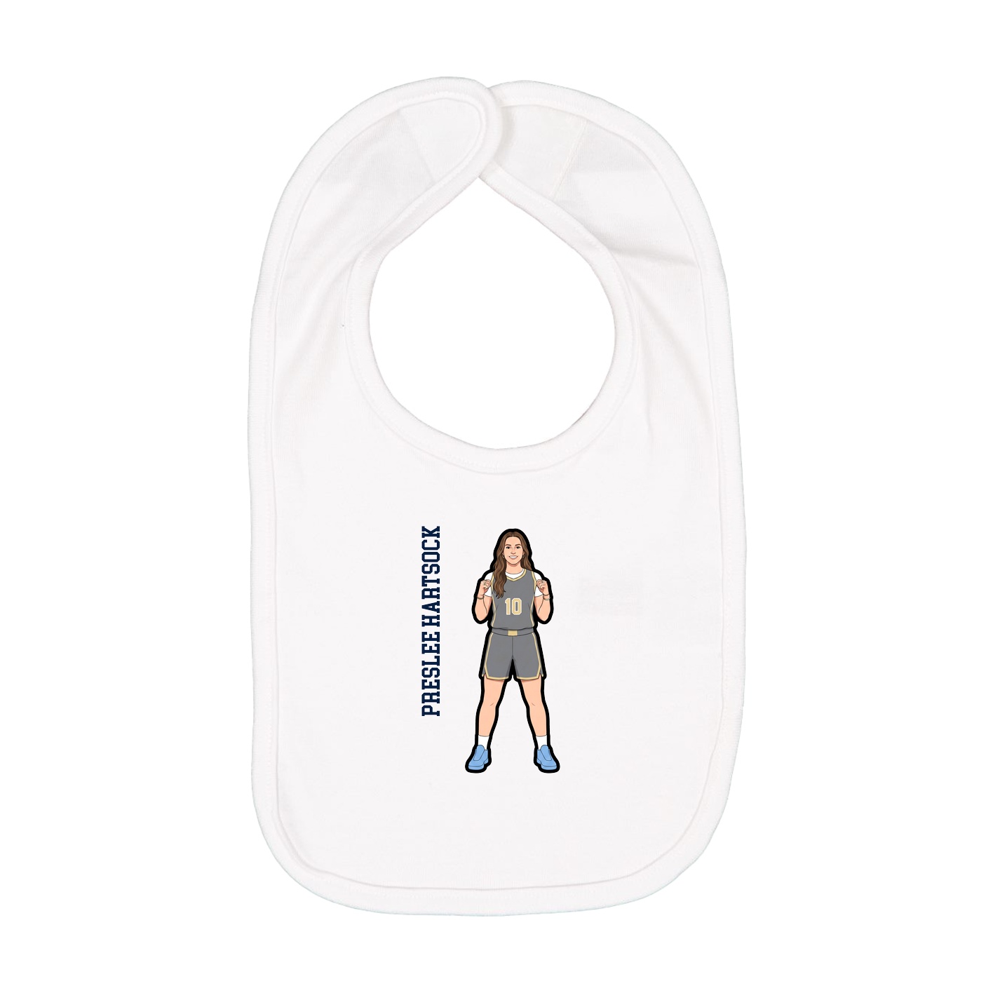 Infant Bib — Name Vertical in White