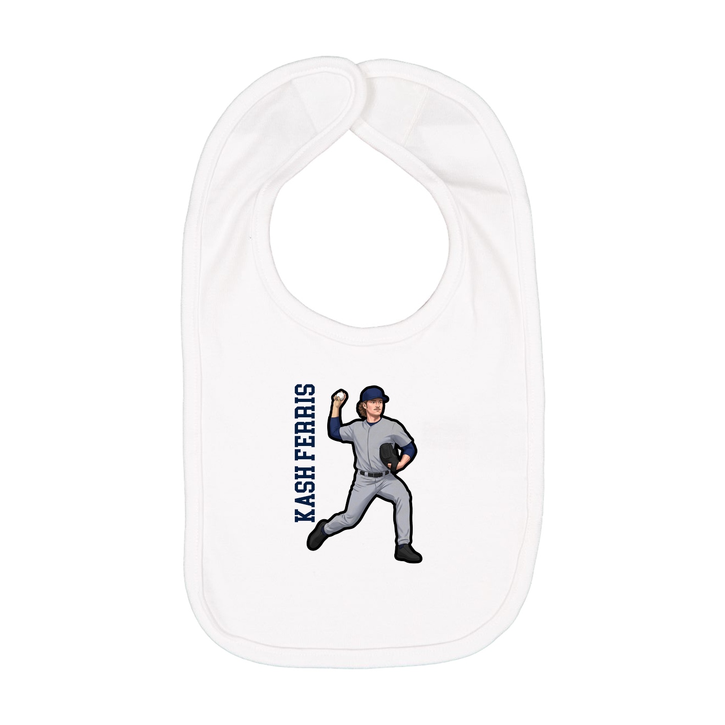 Infant Bib — Name Vertical in White