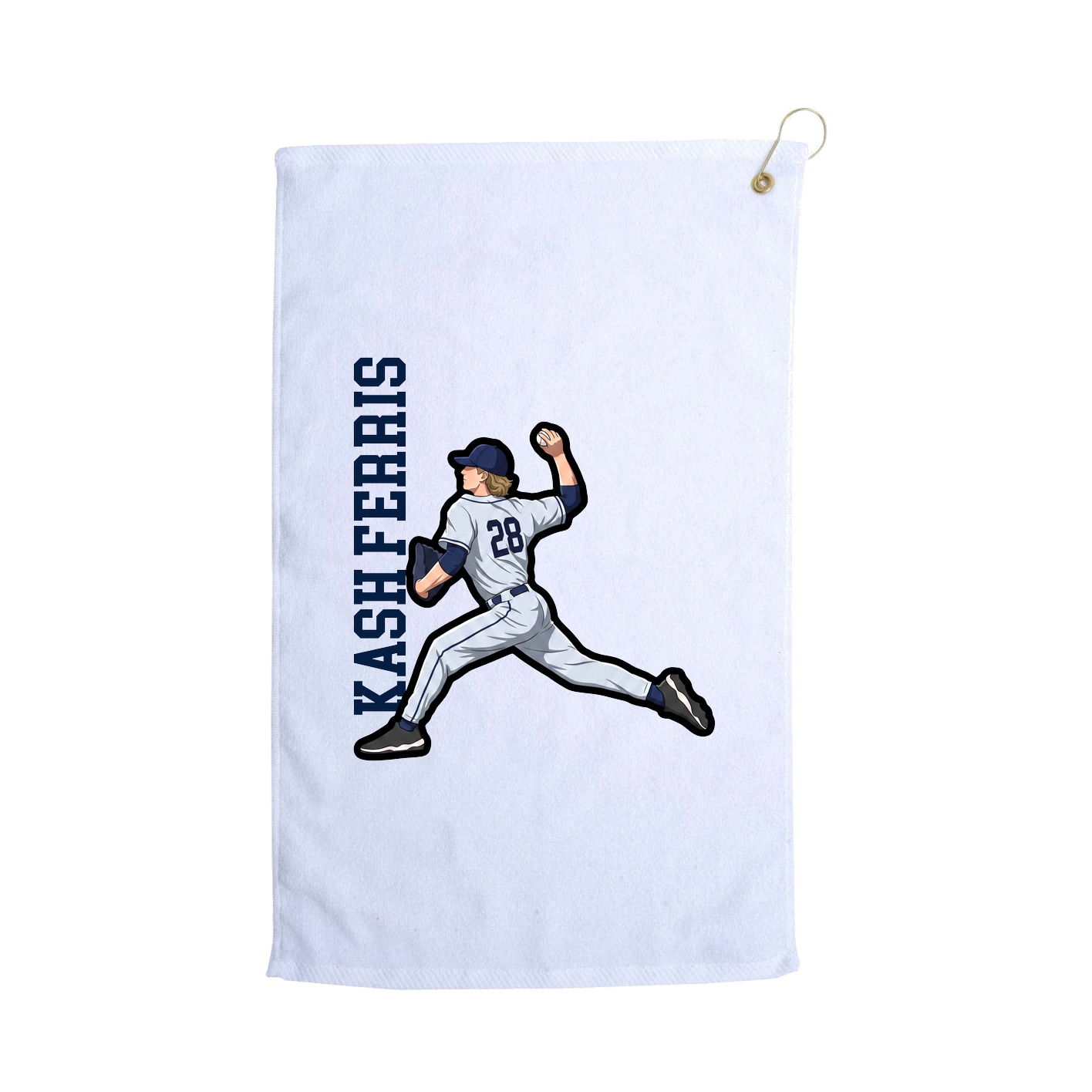 Golf Towel — Name Vertical in White
