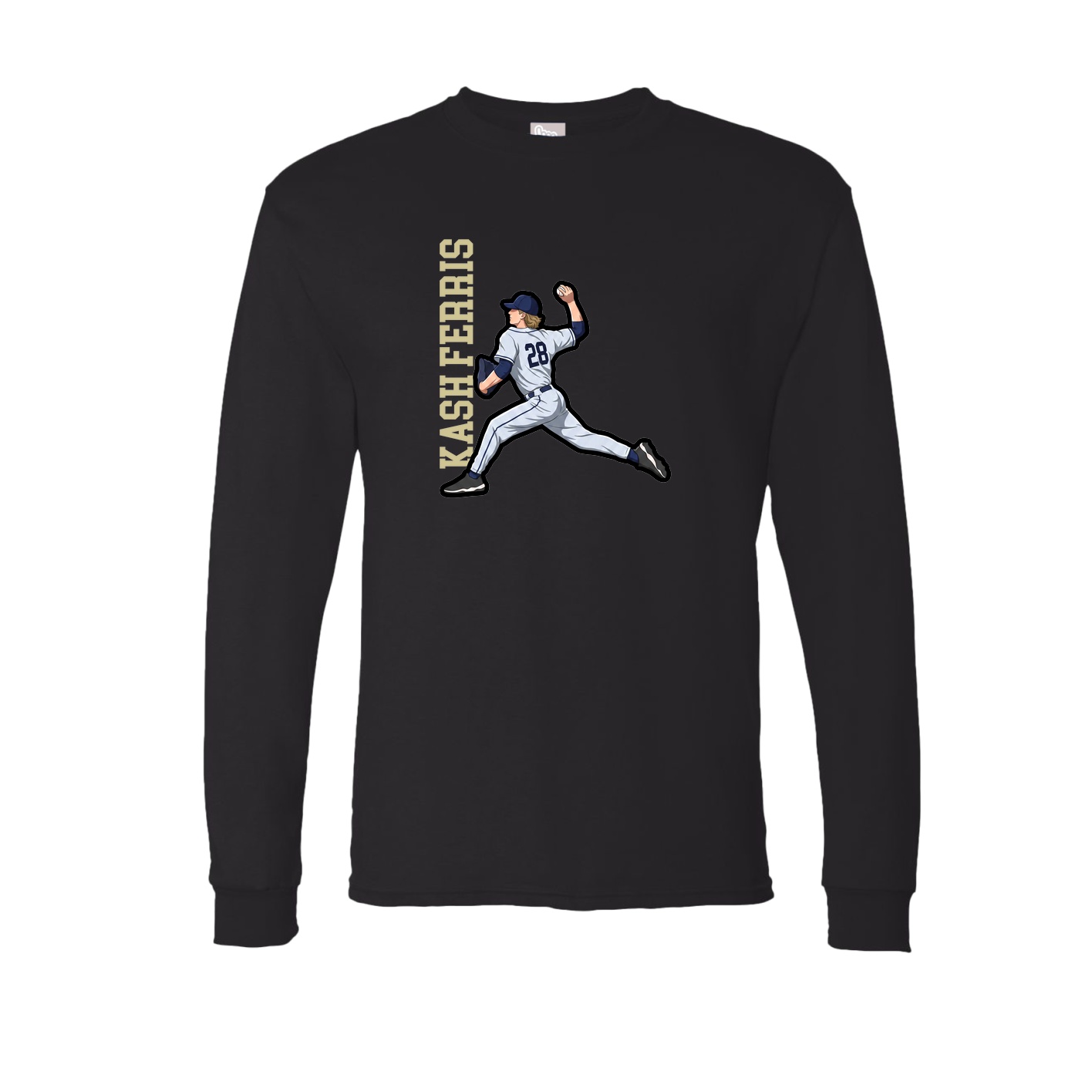 Long Sleeve Tee — Name Vertical in Black