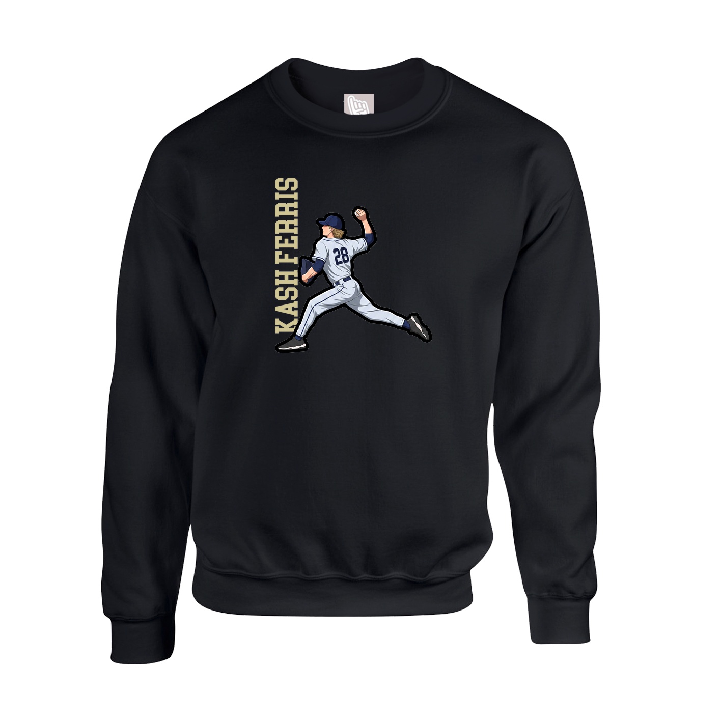 Fleece Crew — Name Vertical in Black