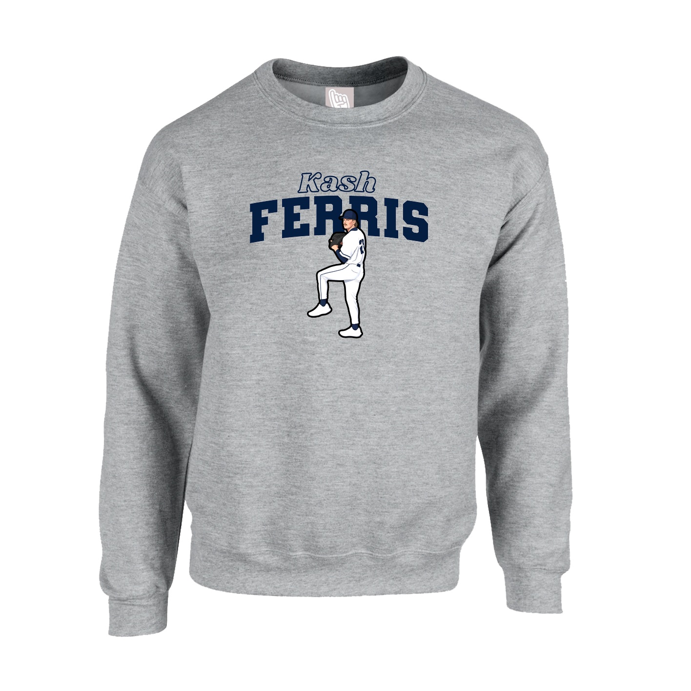 Fleece Crew — Name Arch in Grey