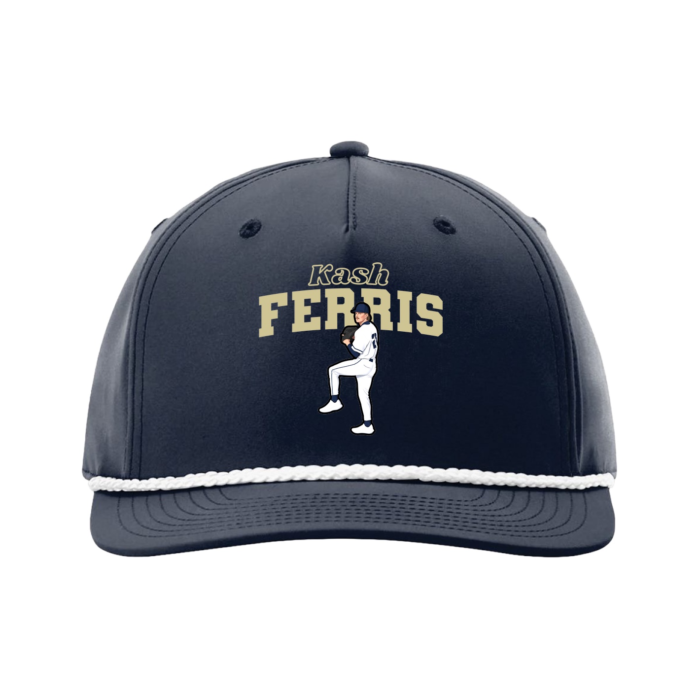 Five-Panel Classic Rope Cap — Name Arch in Navy