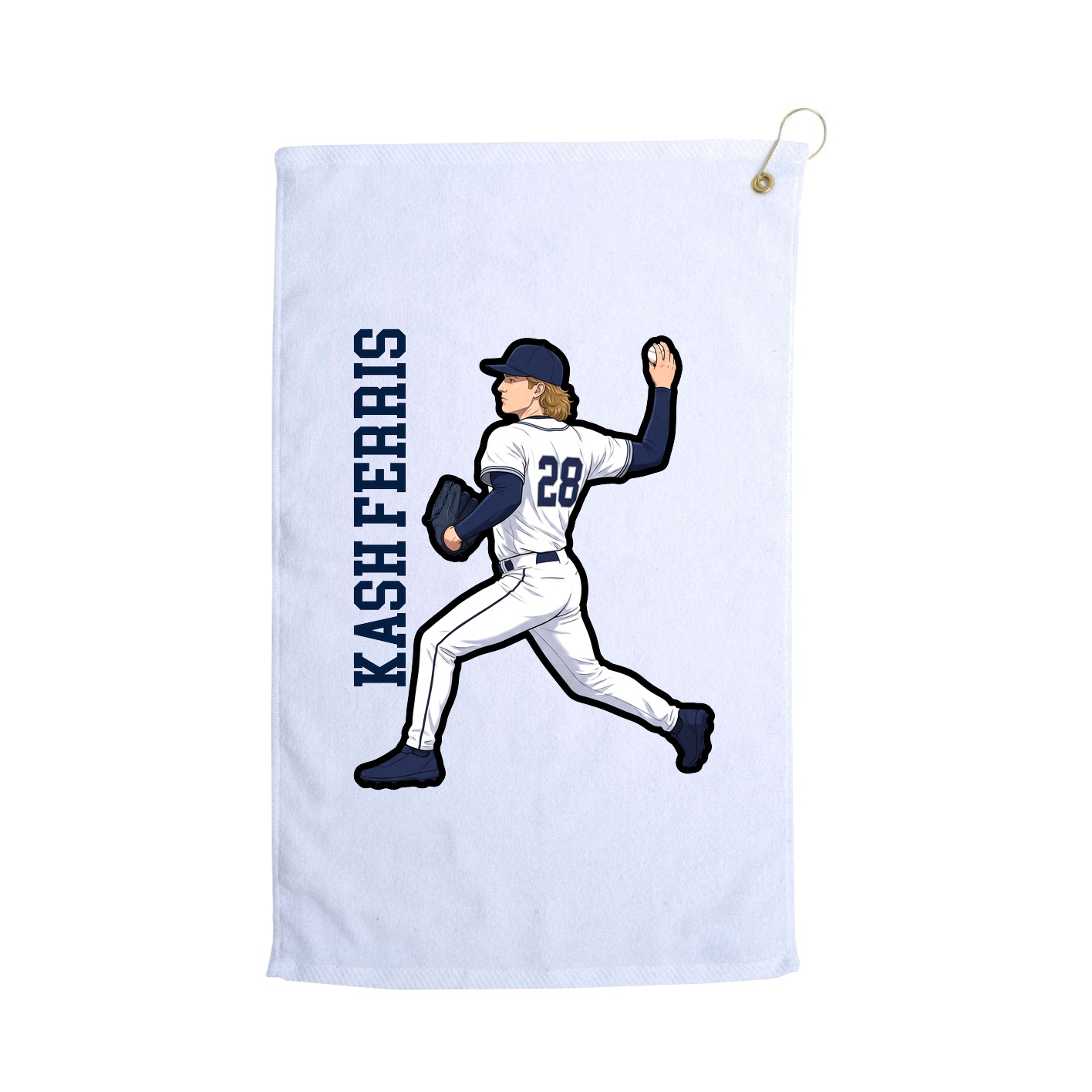 Golf Towel — Name Vertical in White