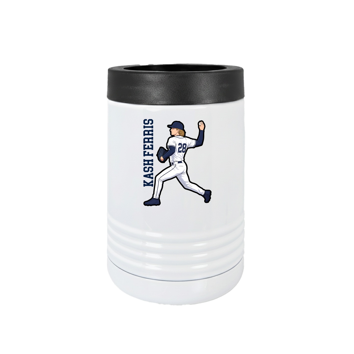 Beverage Holder — Name Vertical in White