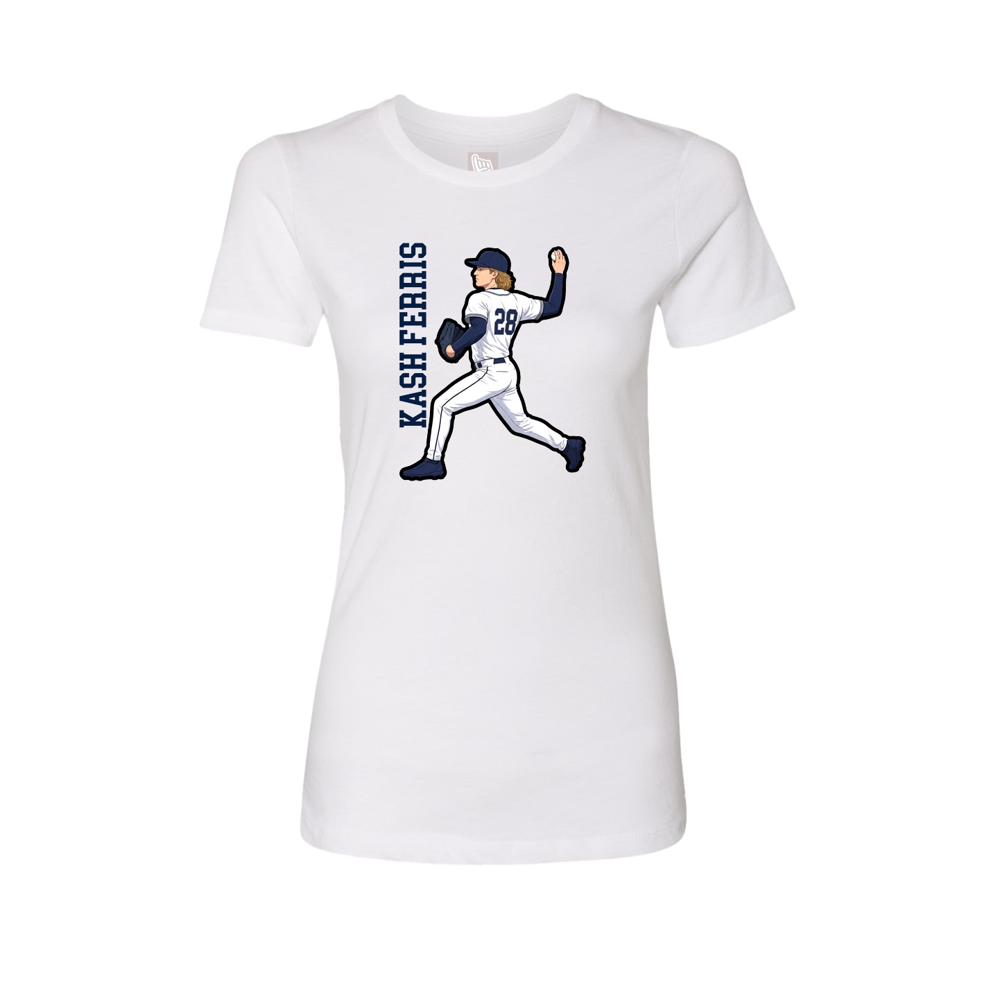 Fitted Women's Tee — Name Vertical in White