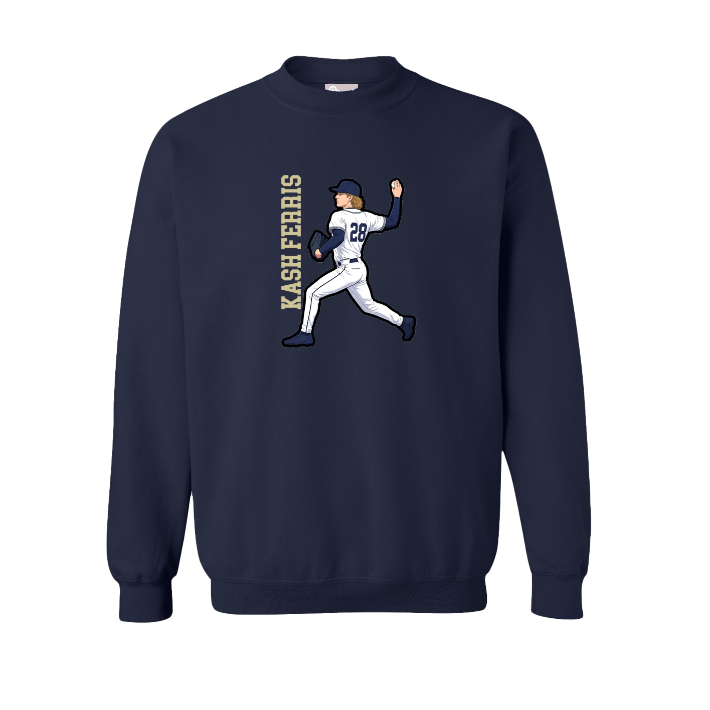 Fleece Crew — Name Vertical in Navy