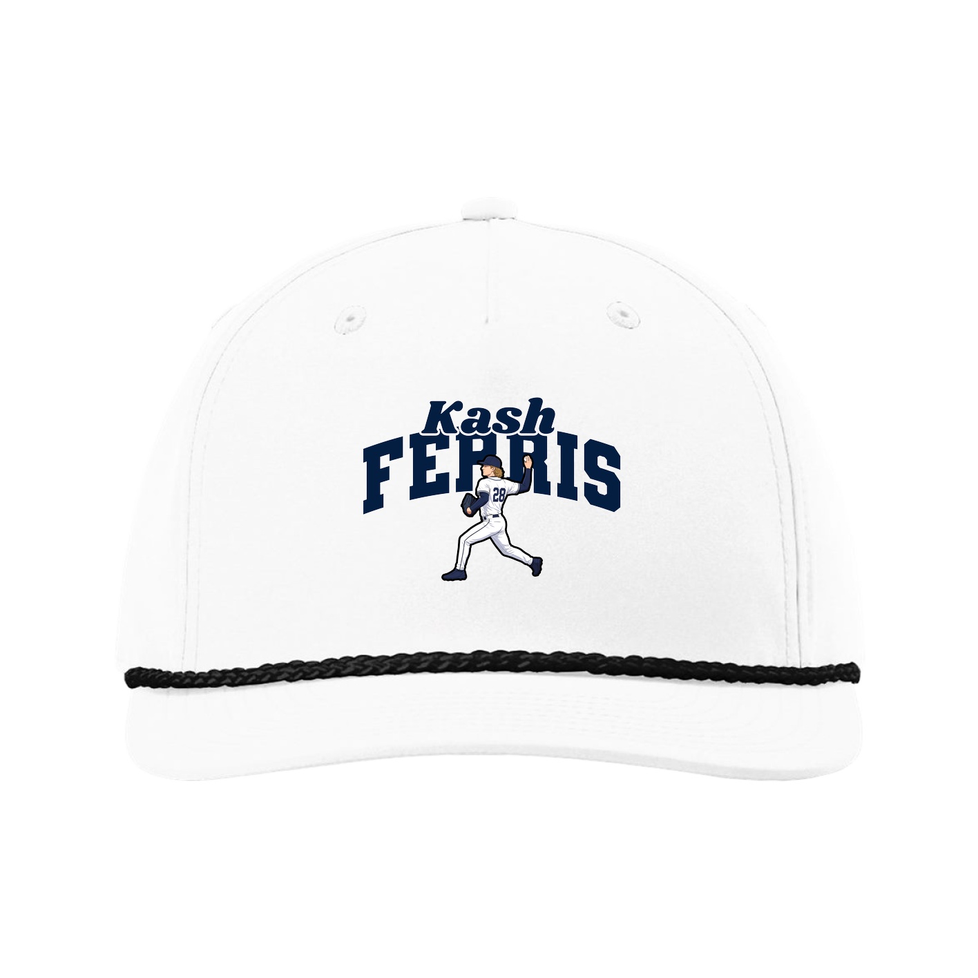 Five-Panel Classic Rope Cap — Signature Arch in White