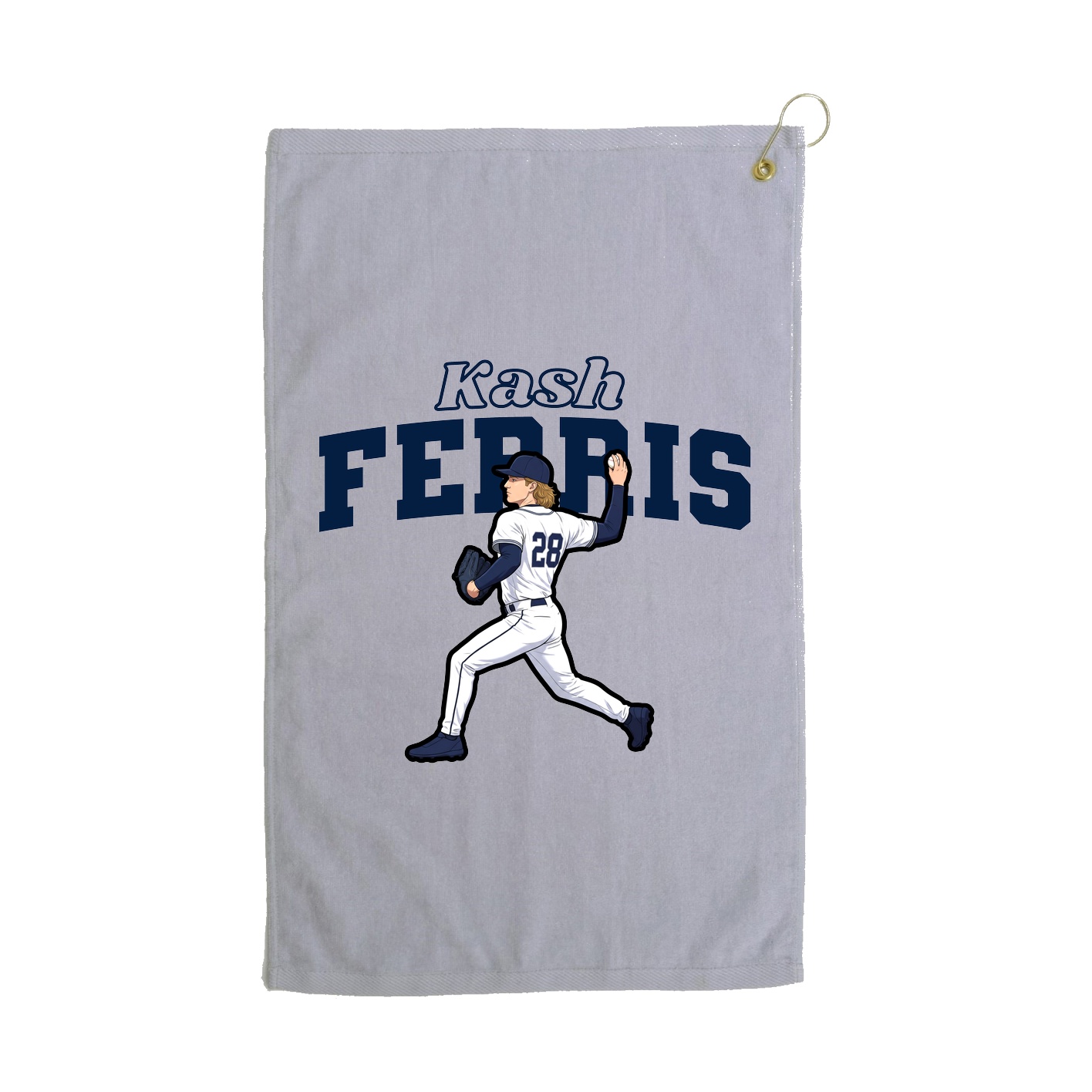 Golf Towel — Name Arch in Grey